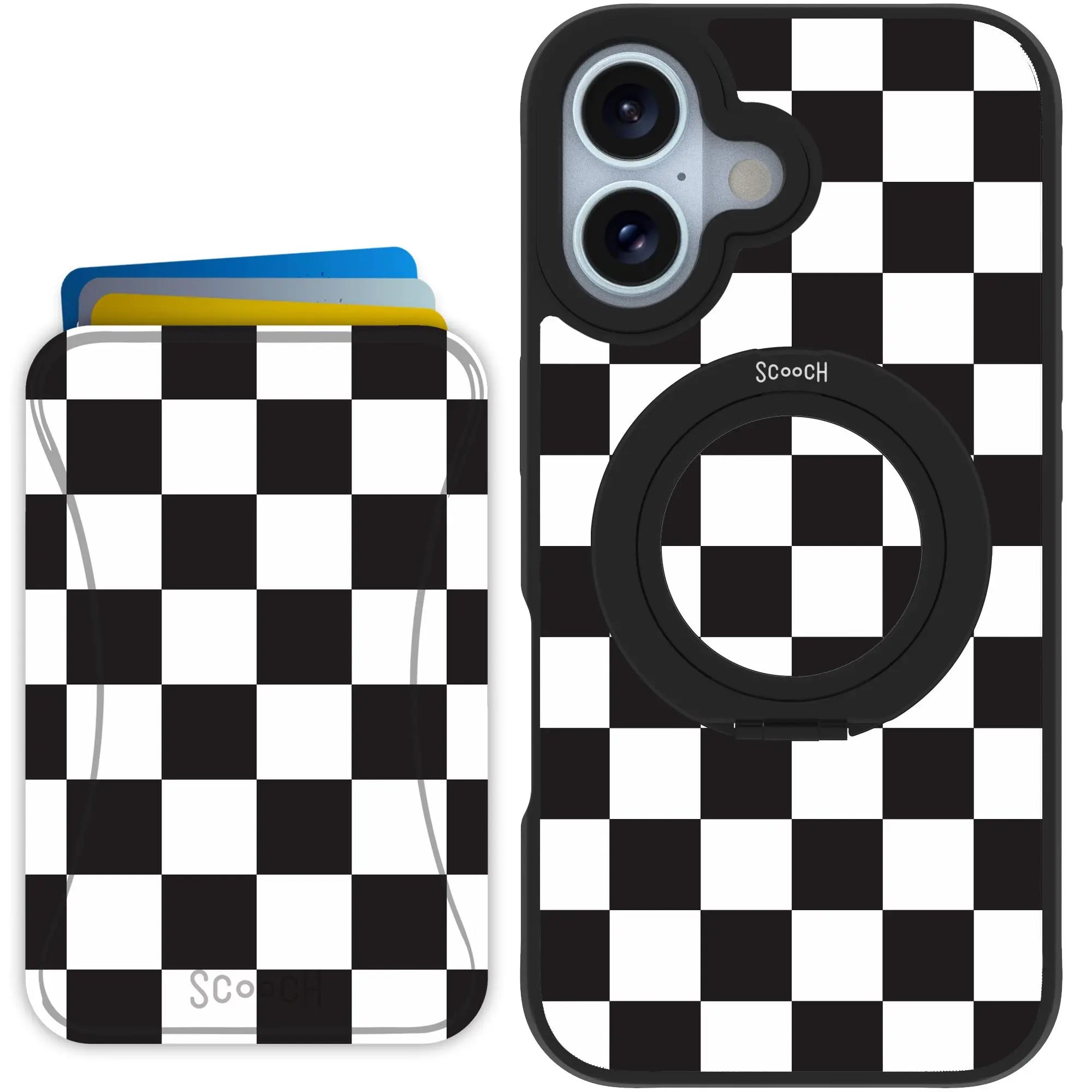 Scooch-HaloCase + MagWallet 2.0 MixMatch Bundle for iPhone 16-Checkered