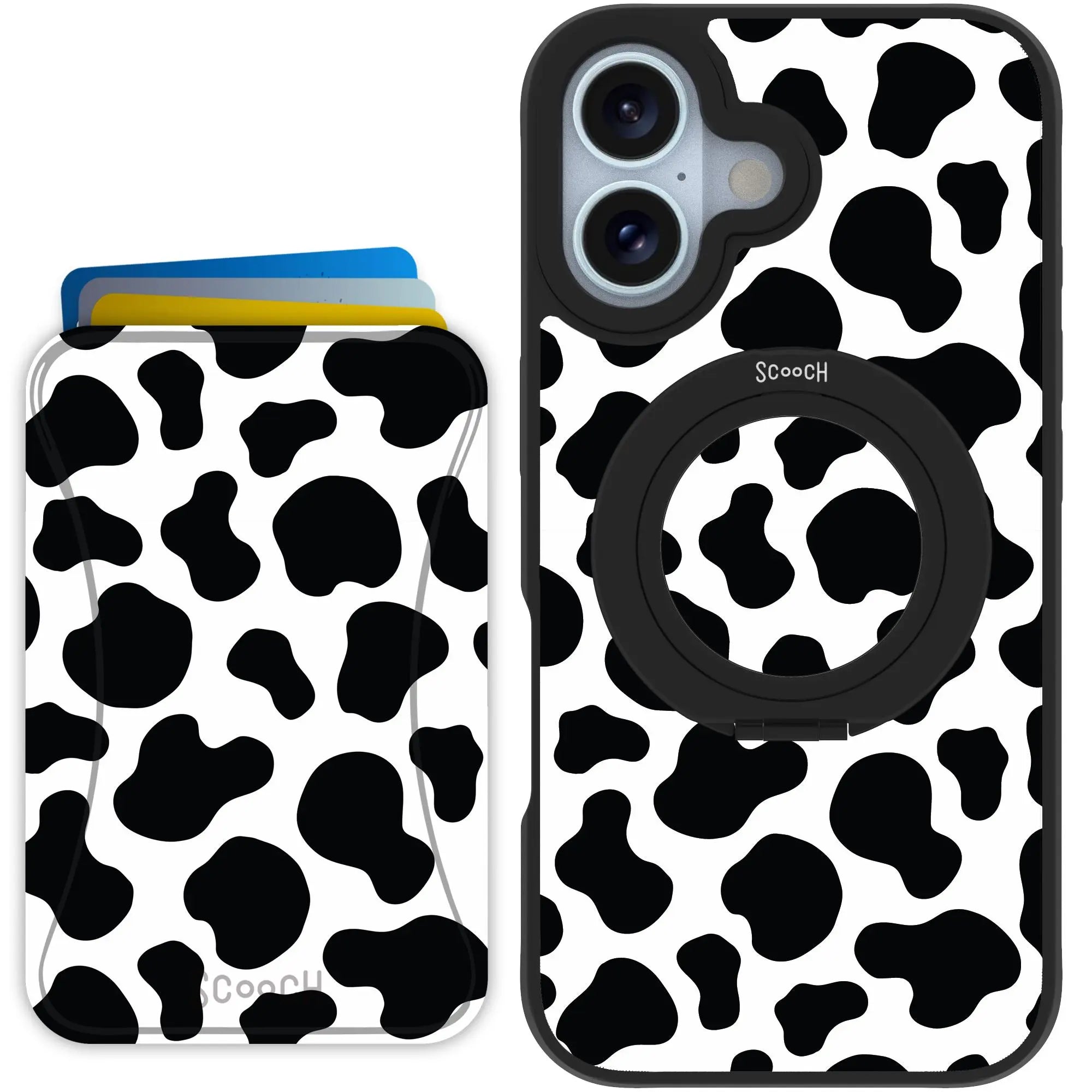 Scooch-HaloCase + MagWallet 2.0 MixMatch Bundle for iPhone 16-Cow-Print