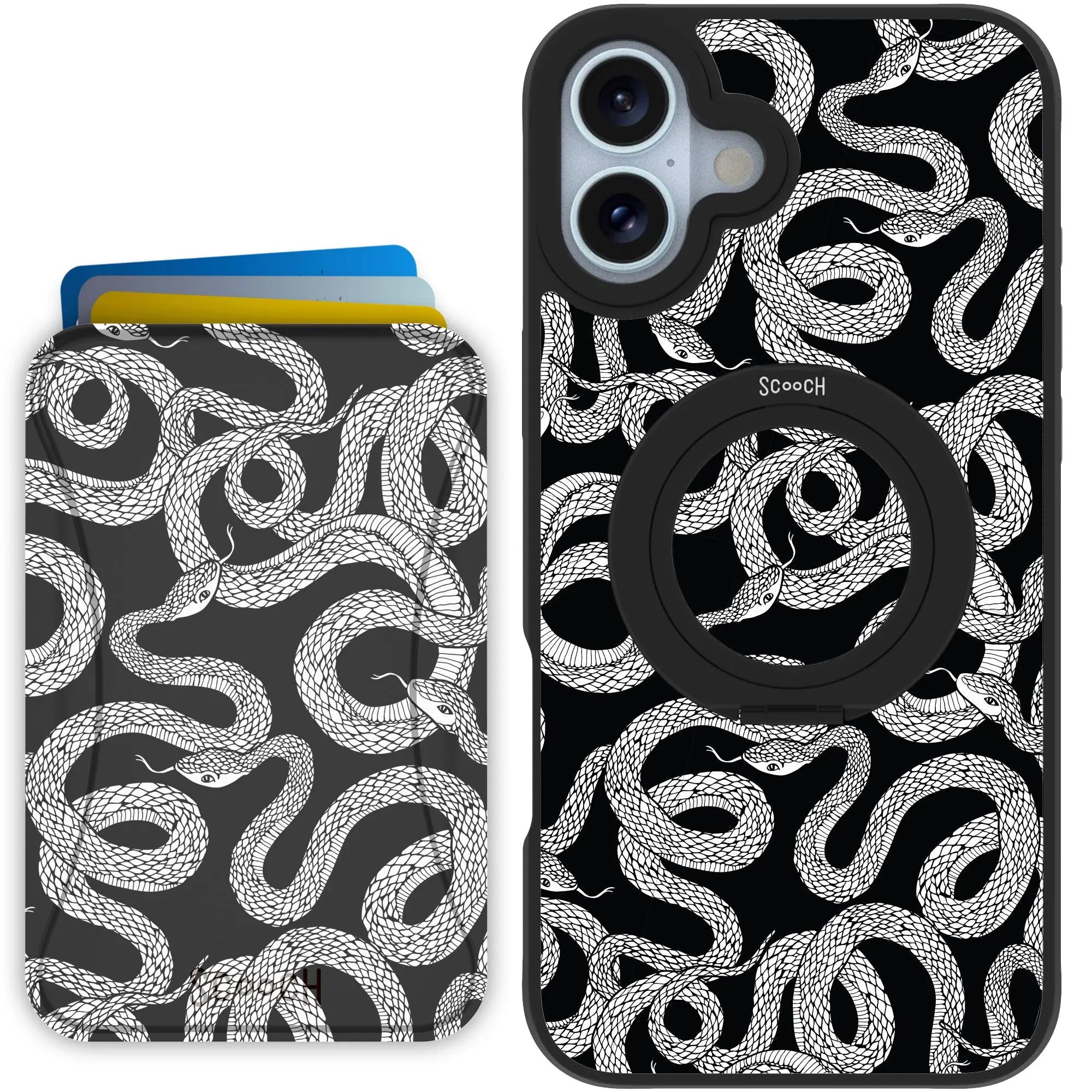 Scooch-HaloCase + MagWallet 2.0 MixMatch Bundle for iPhone 16 Plus-Snakes