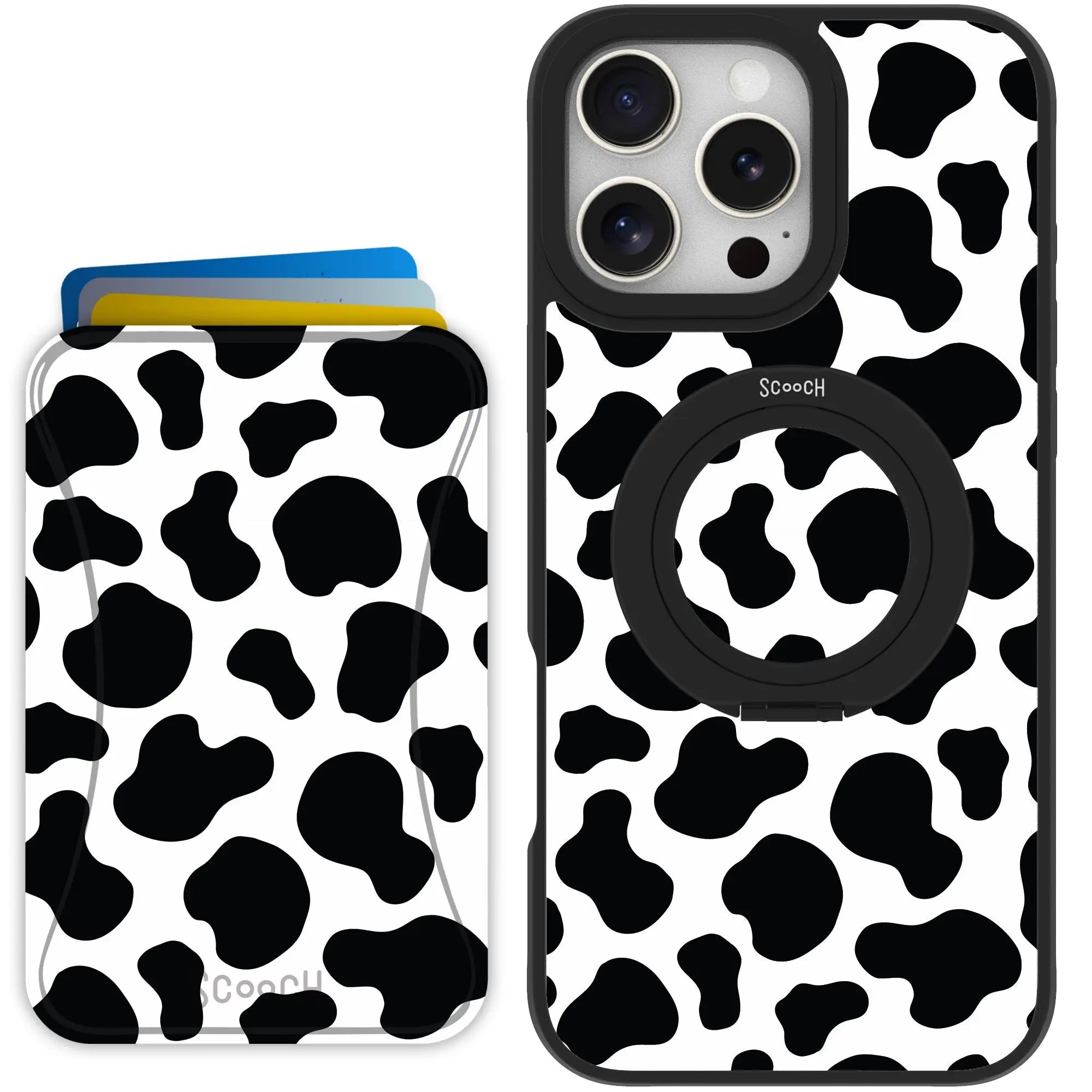 Scooch-HaloCase + MagWallet 2.0 MixMatch Bundle for iPhone 16 Pro Max-Cow-Print