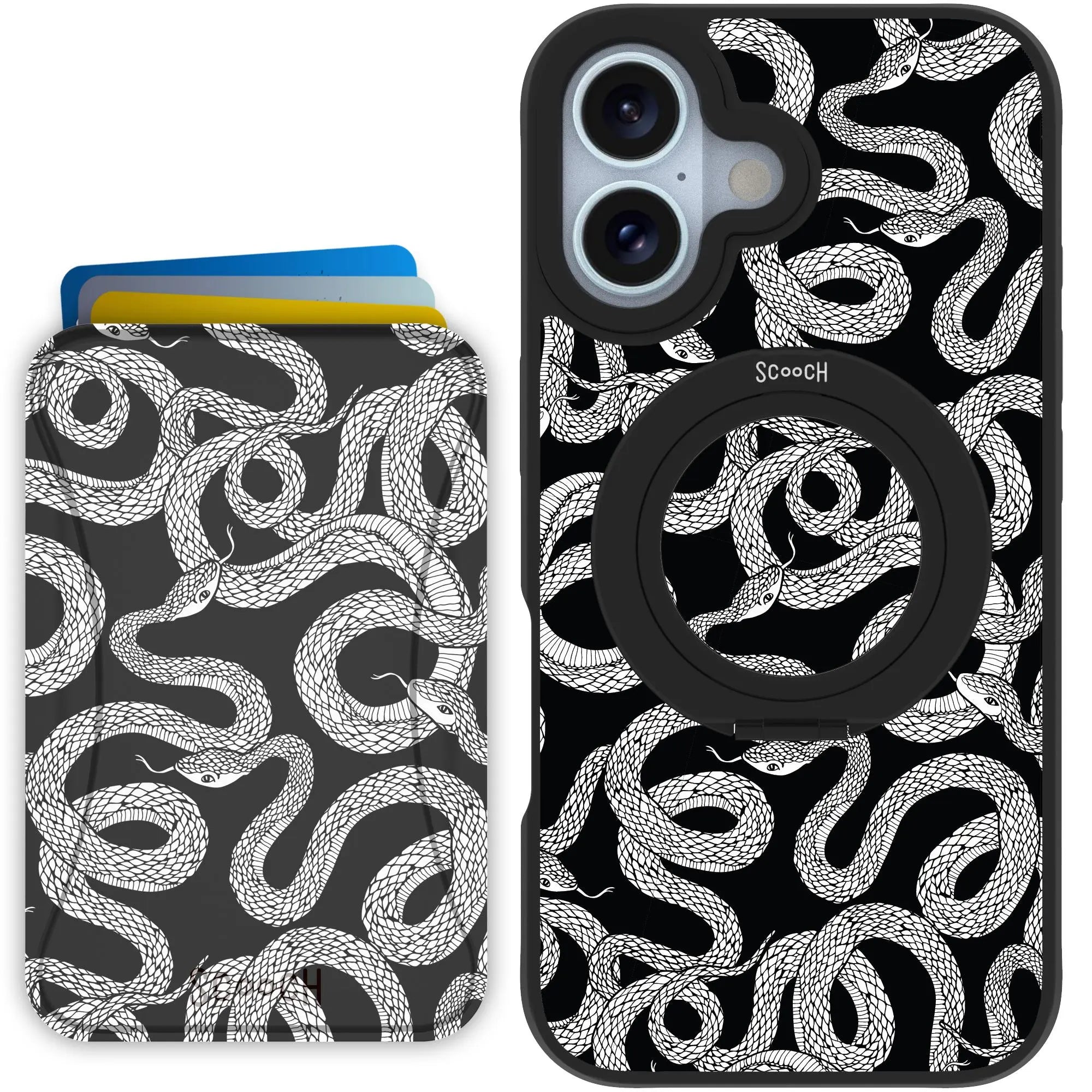 Scooch-HaloCase + MagWallet 2.0 MixMatch Bundle for iPhone 16-Snakes