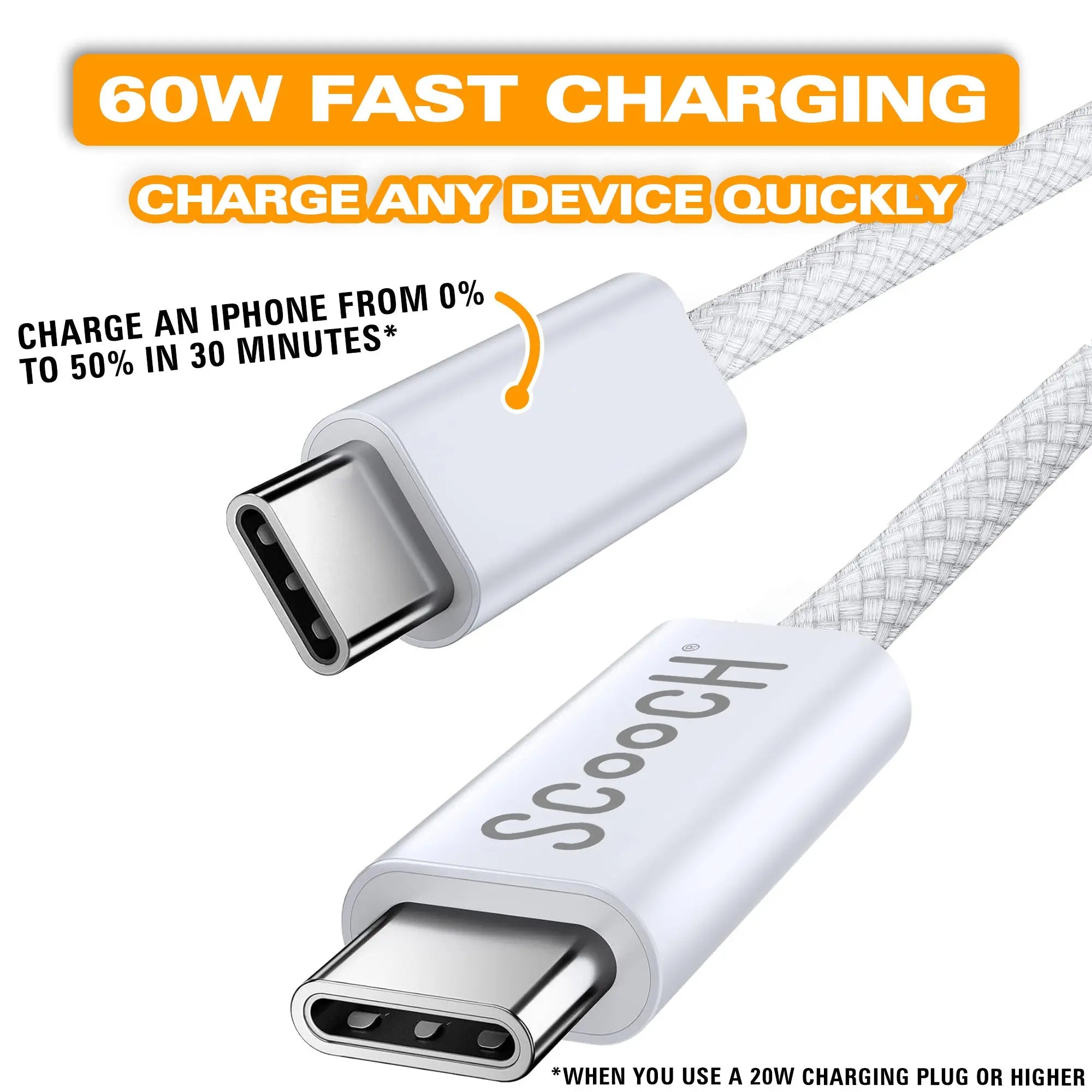 Scooch-JuiceCord C - 60W Charging Cable (4FT) USB-C to USB-C-