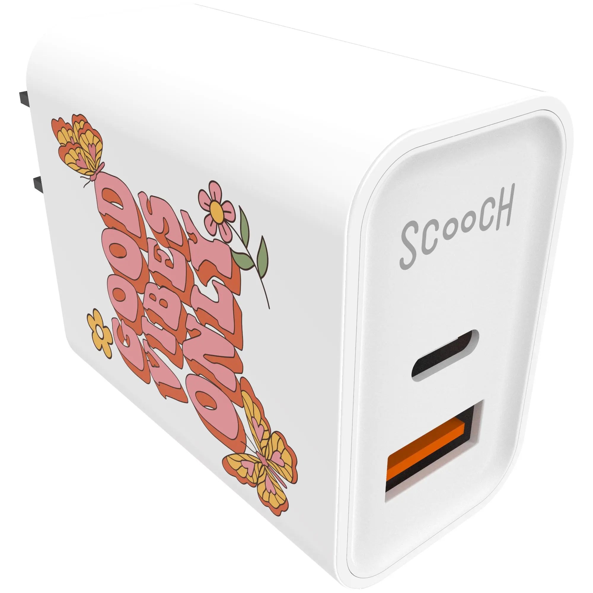 Scooch-JuicePlug - 20W Fast Charger with USB-A and USB-C Ports-Good-Vibes-Only-Single