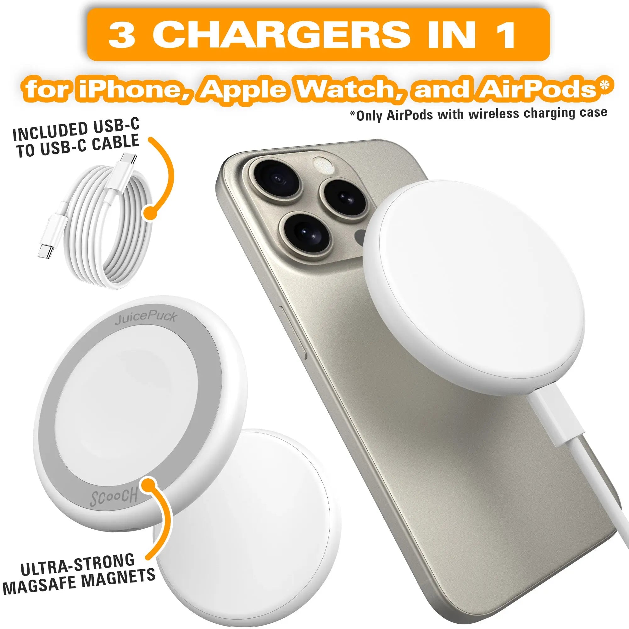 Scooch-JuicePuck - 15W MagSafe Charger for iPhone, Apple Watch, and AirPods-