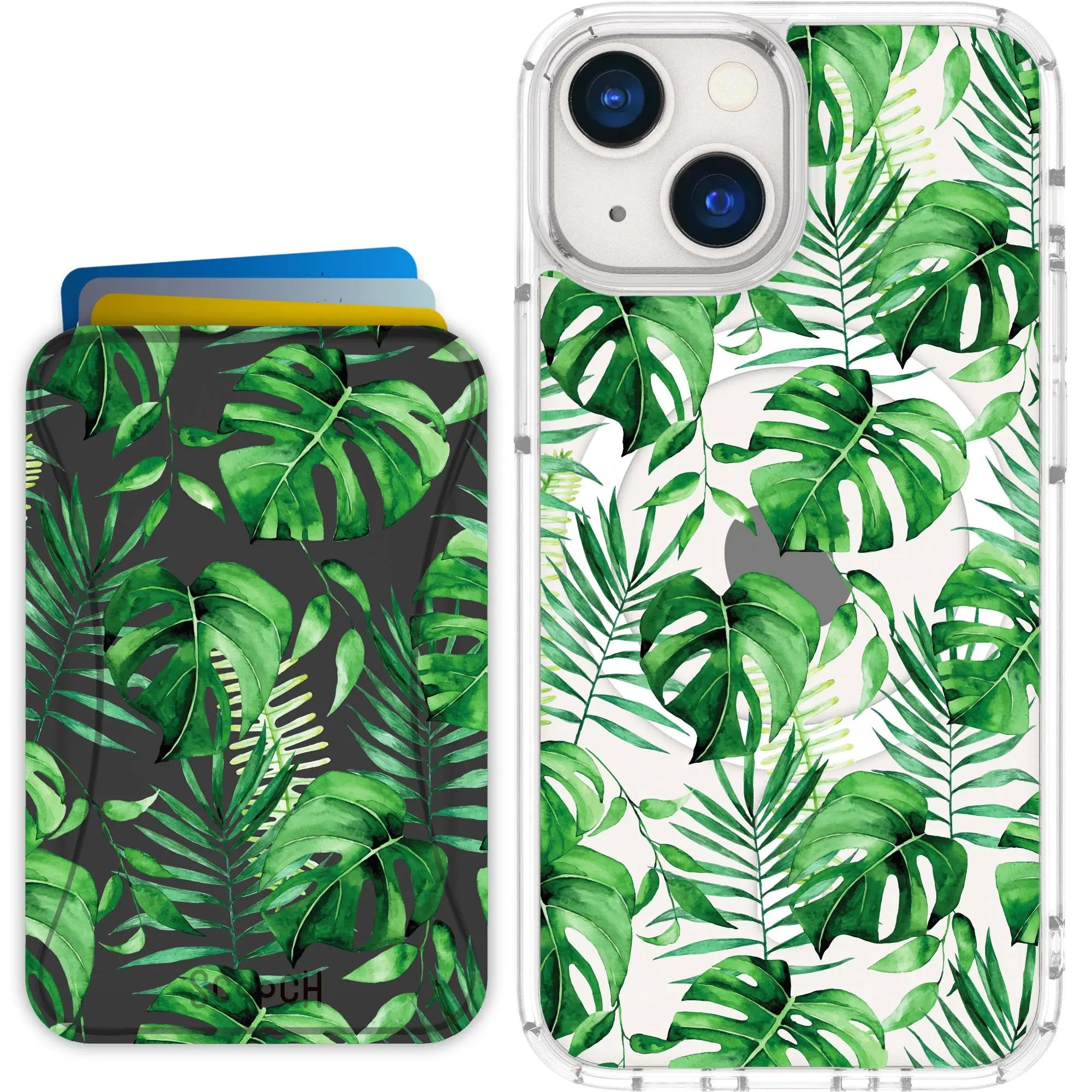 Scooch-MagCase + MagWallet 2.0 MixMatch Bundle for iPhone 13 Mini-Monstera