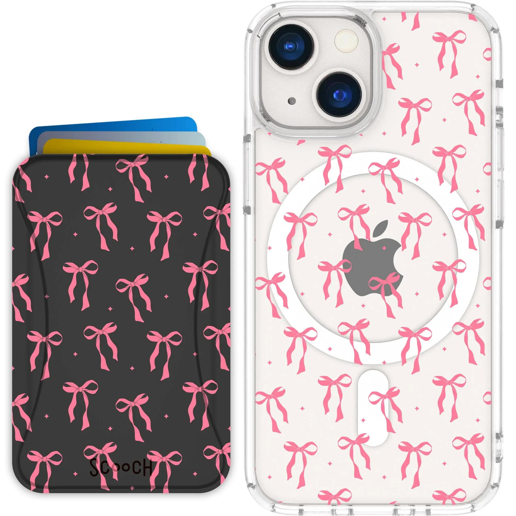 Scooch-MagCase + MagWallet 2.0 MixMatch Bundle for iPhone 13 Mini-Pink-Bows