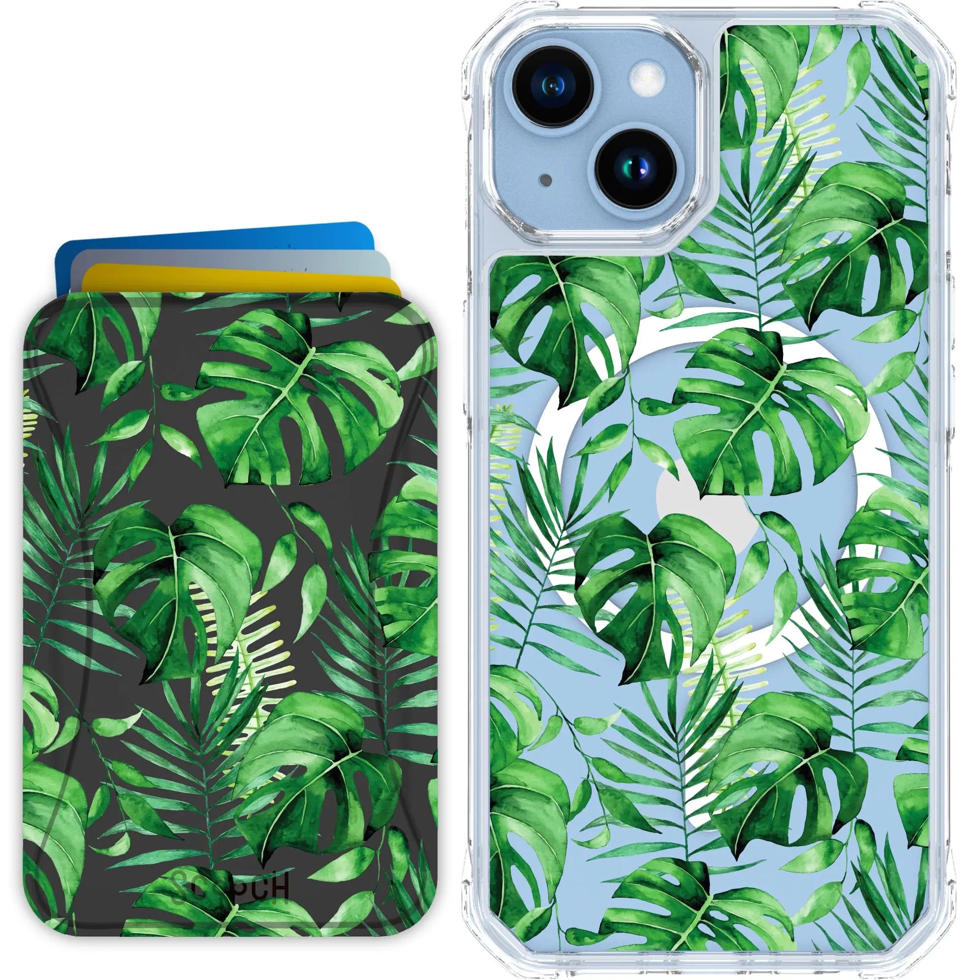 Scooch-MagCase + MagWallet 2.0 MixMatch Bundle for iPhone 14-Monstera