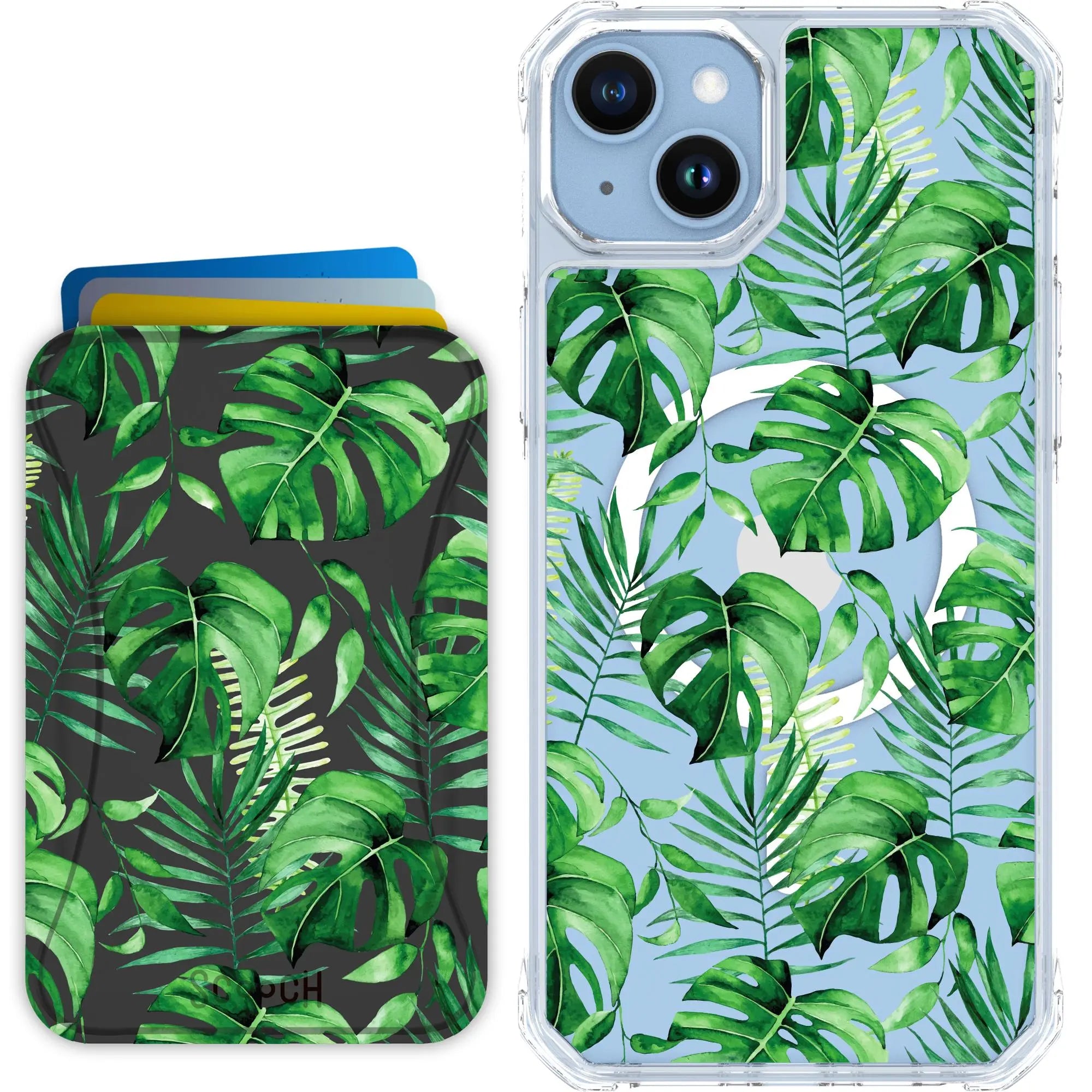 Scooch-MagCase + MagWallet 2.0 MixMatch Bundle for iPhone 14 Plus-Monstera