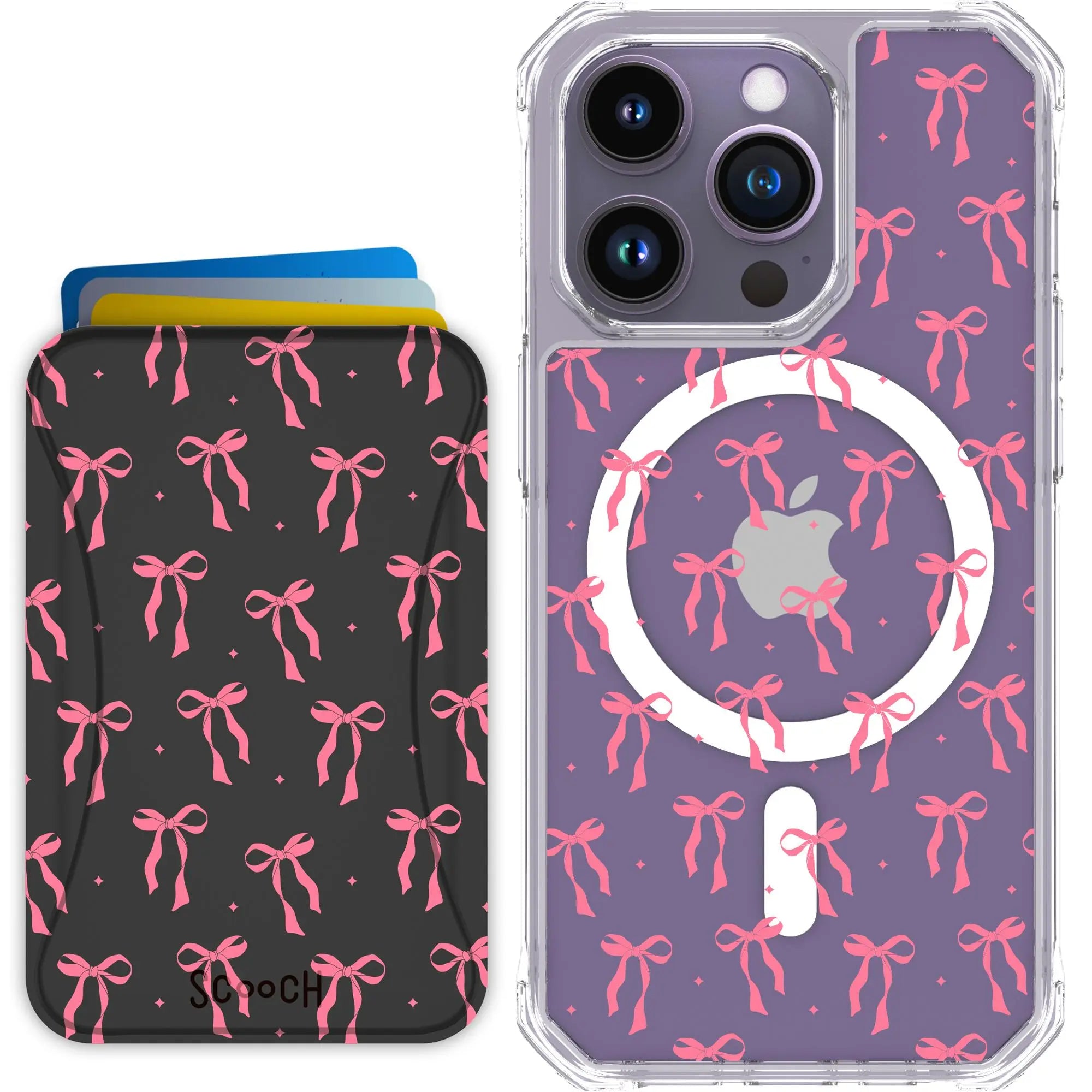 Scooch-MagCase + MagWallet 2.0 MixMatch Bundle for iPhone 14 Pro-Pink-Bows