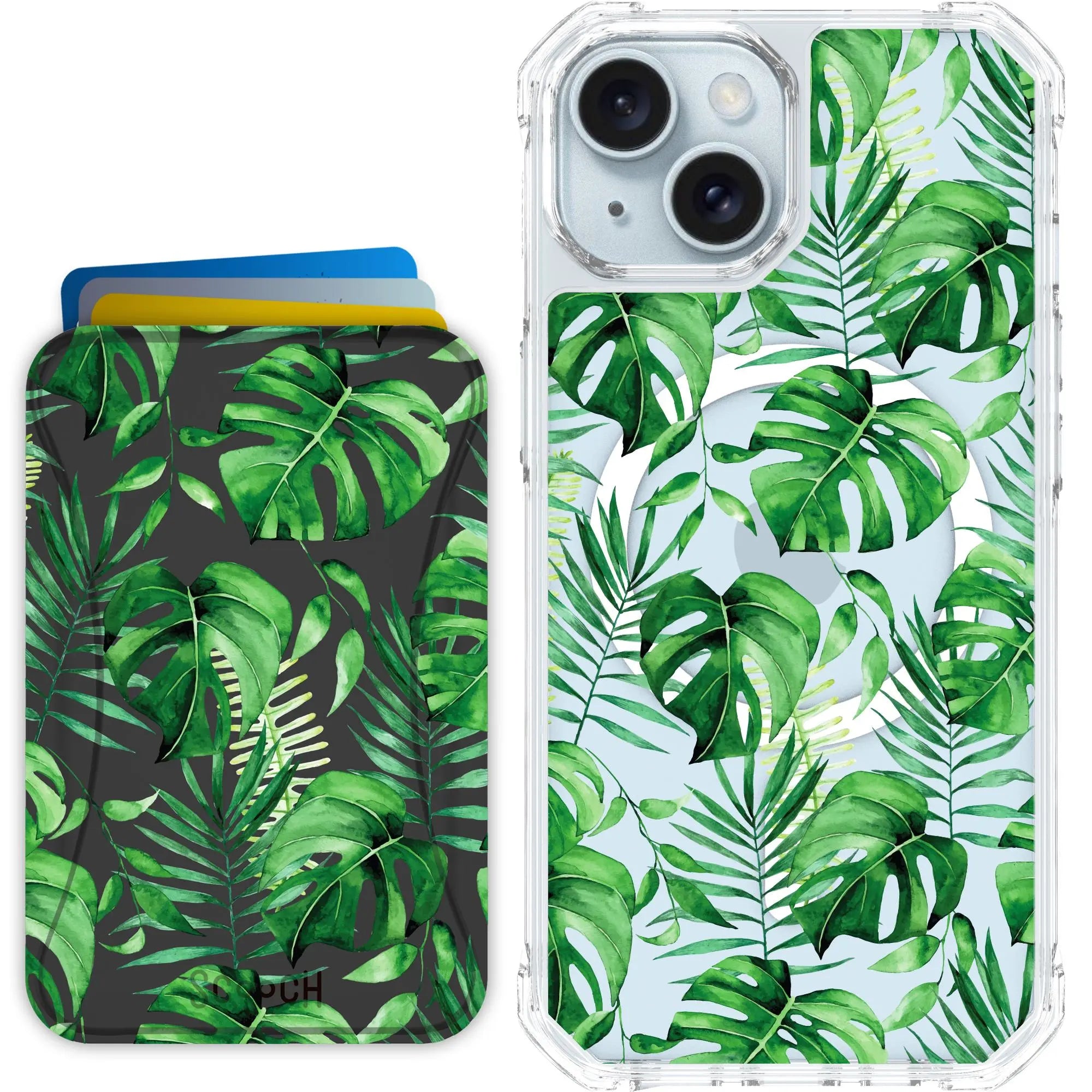 Scooch-MagCase + MagWallet 2.0 MixMatch Bundle for iPhone 15-Monstera