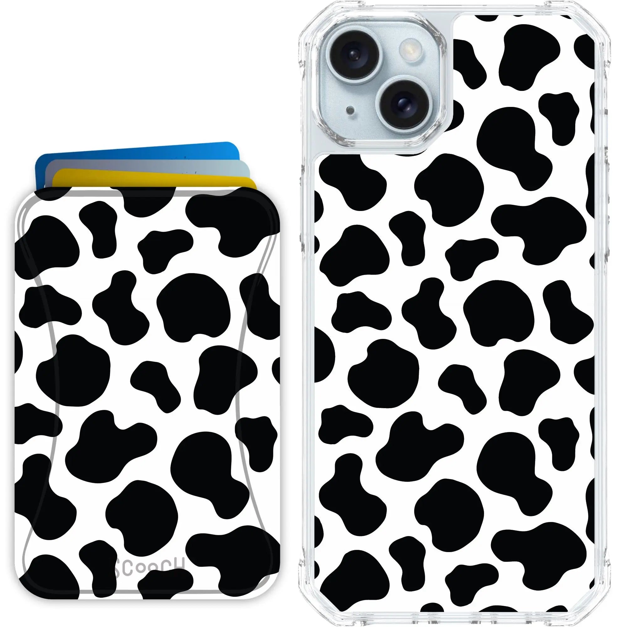 Scooch-MagCase + MagWallet 2.0 MixMatch Bundle for iPhone 15 Plus-Cow-Print