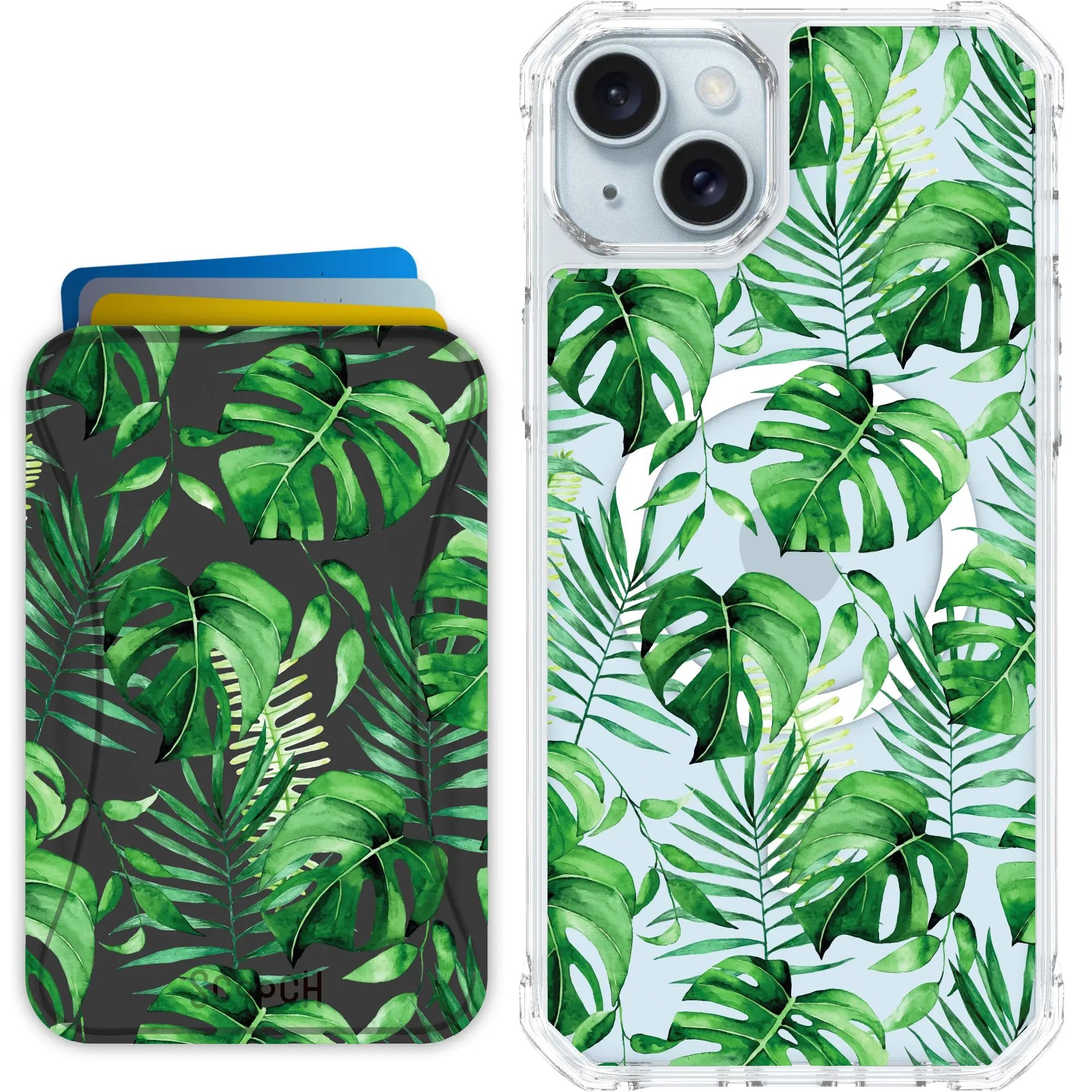 Scooch-MagCase + MagWallet 2.0 MixMatch Bundle for iPhone 15 Plus-Monstera