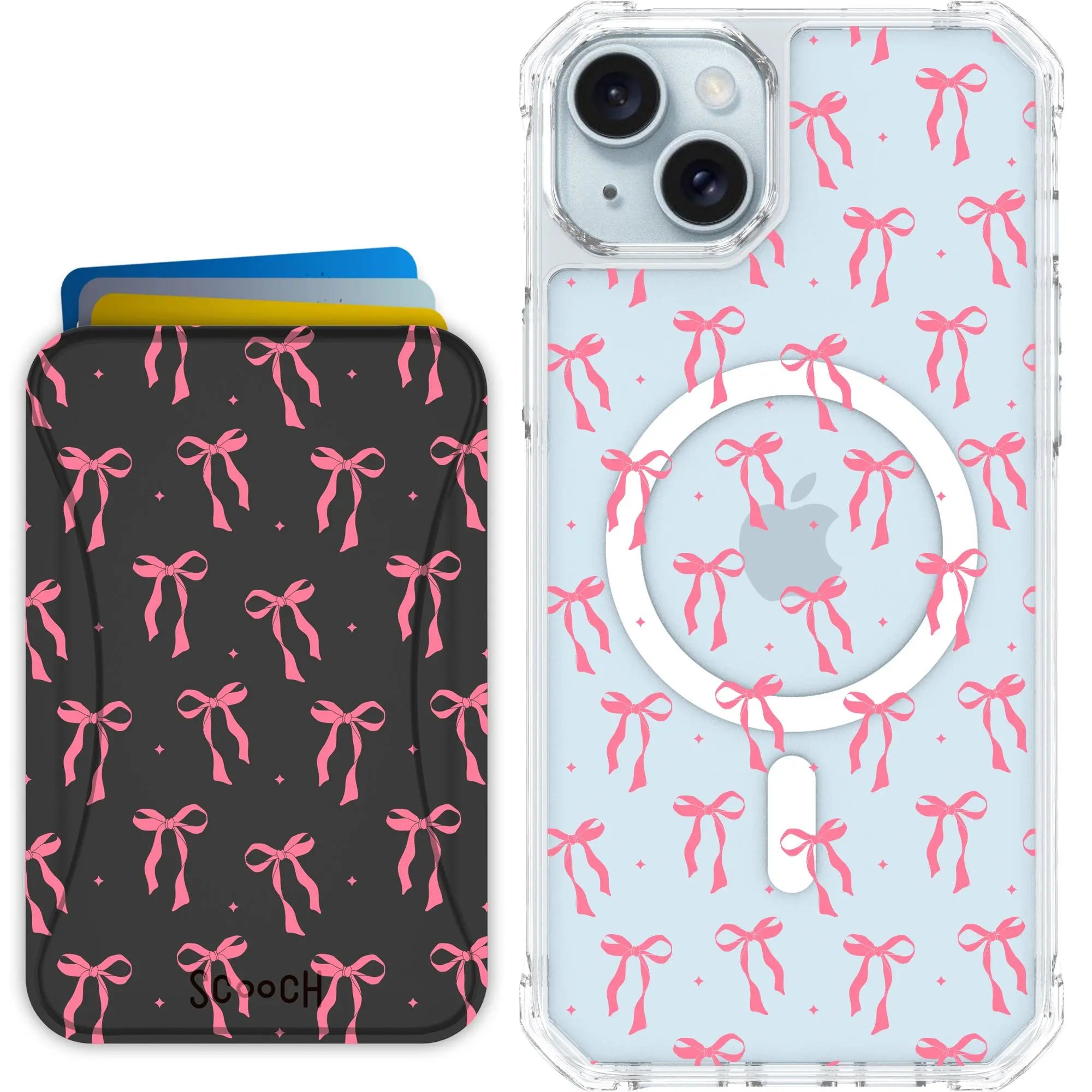 Scooch-MagCase + MagWallet 2.0 MixMatch Bundle for iPhone 15 Plus-Pink-Bows