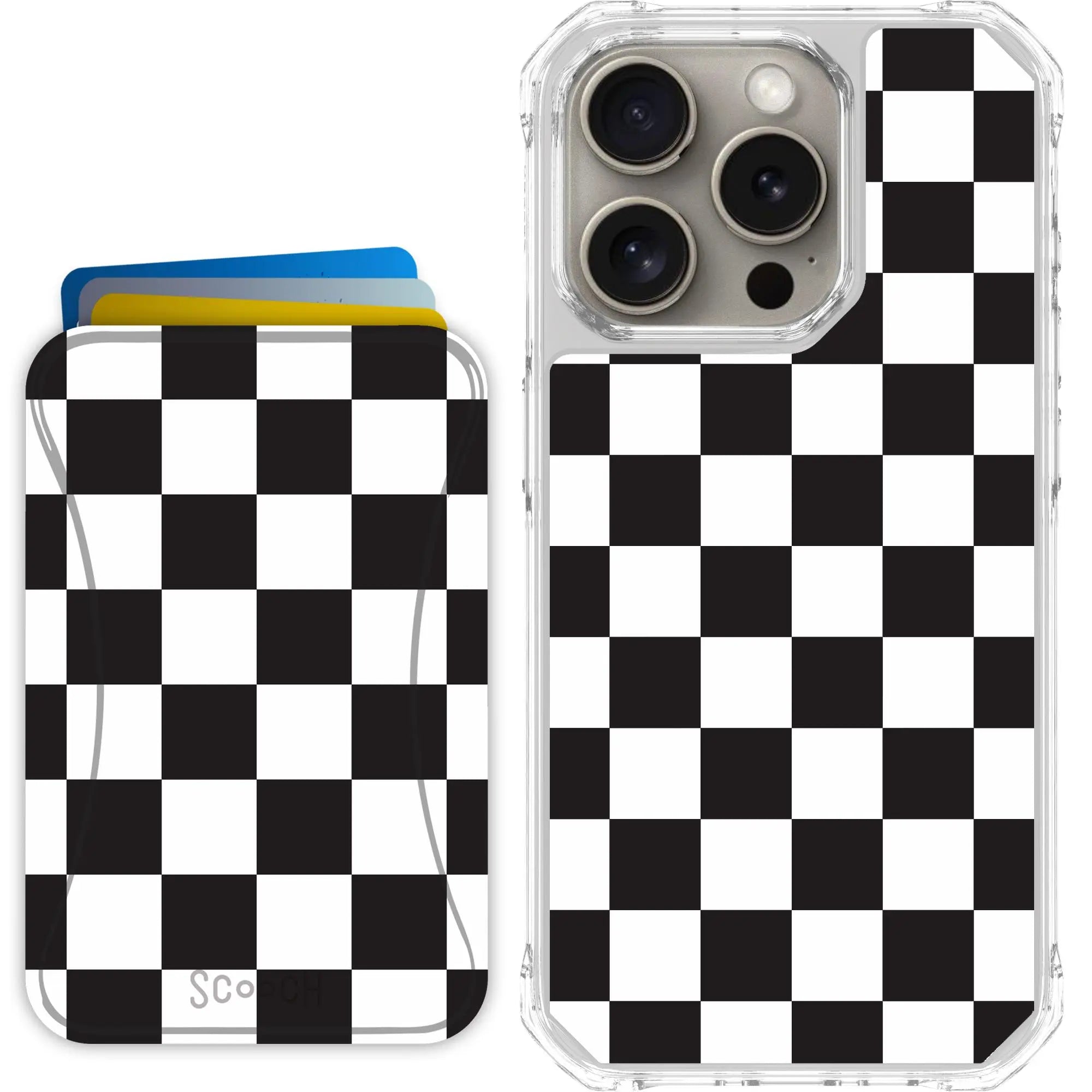 Scooch-MagCase + MagWallet 2.0 MixMatch Bundle for iPhone 15 Pro-Checkered