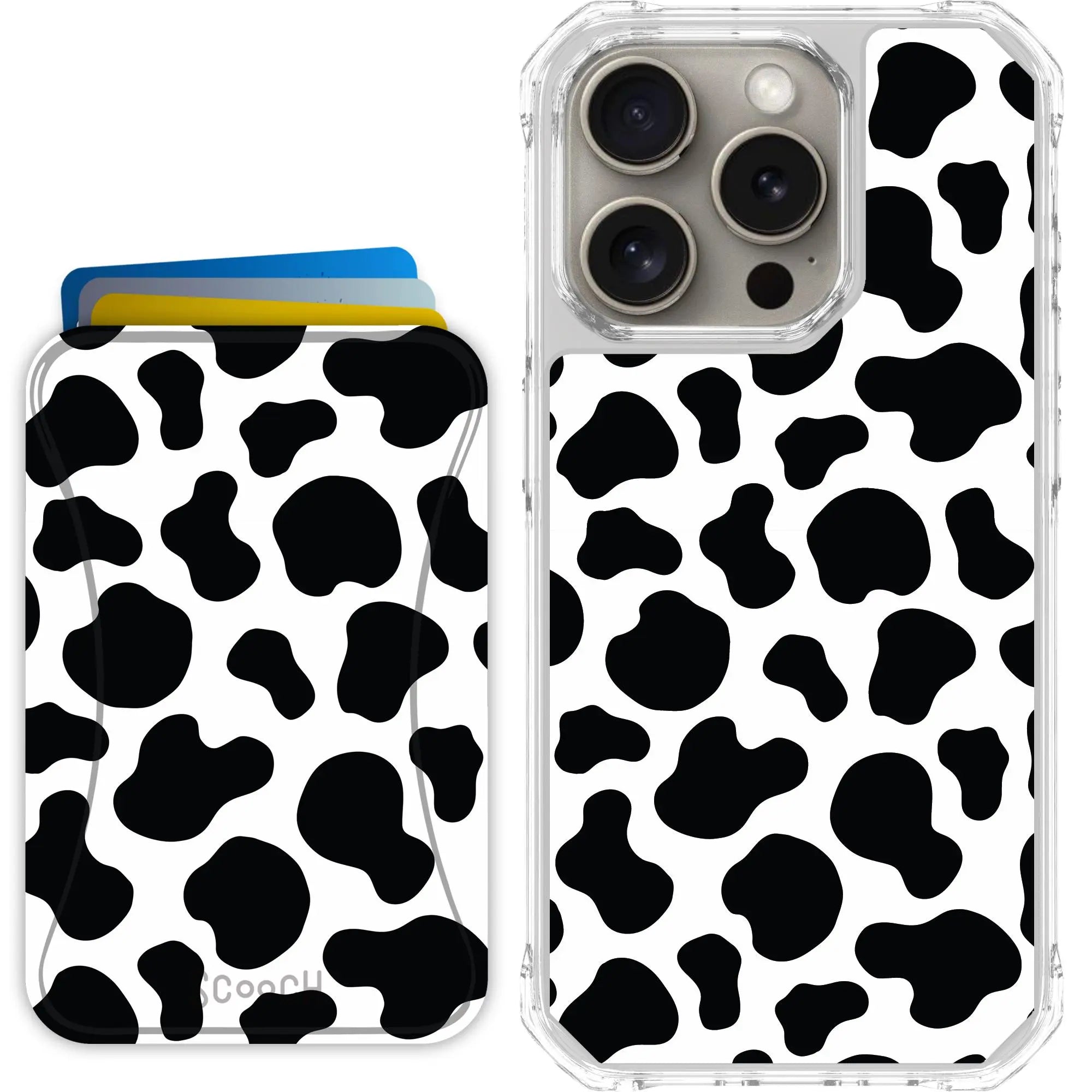 Scooch-MagCase + MagWallet 2.0 MixMatch Bundle for iPhone 15 Pro-Cow-Print