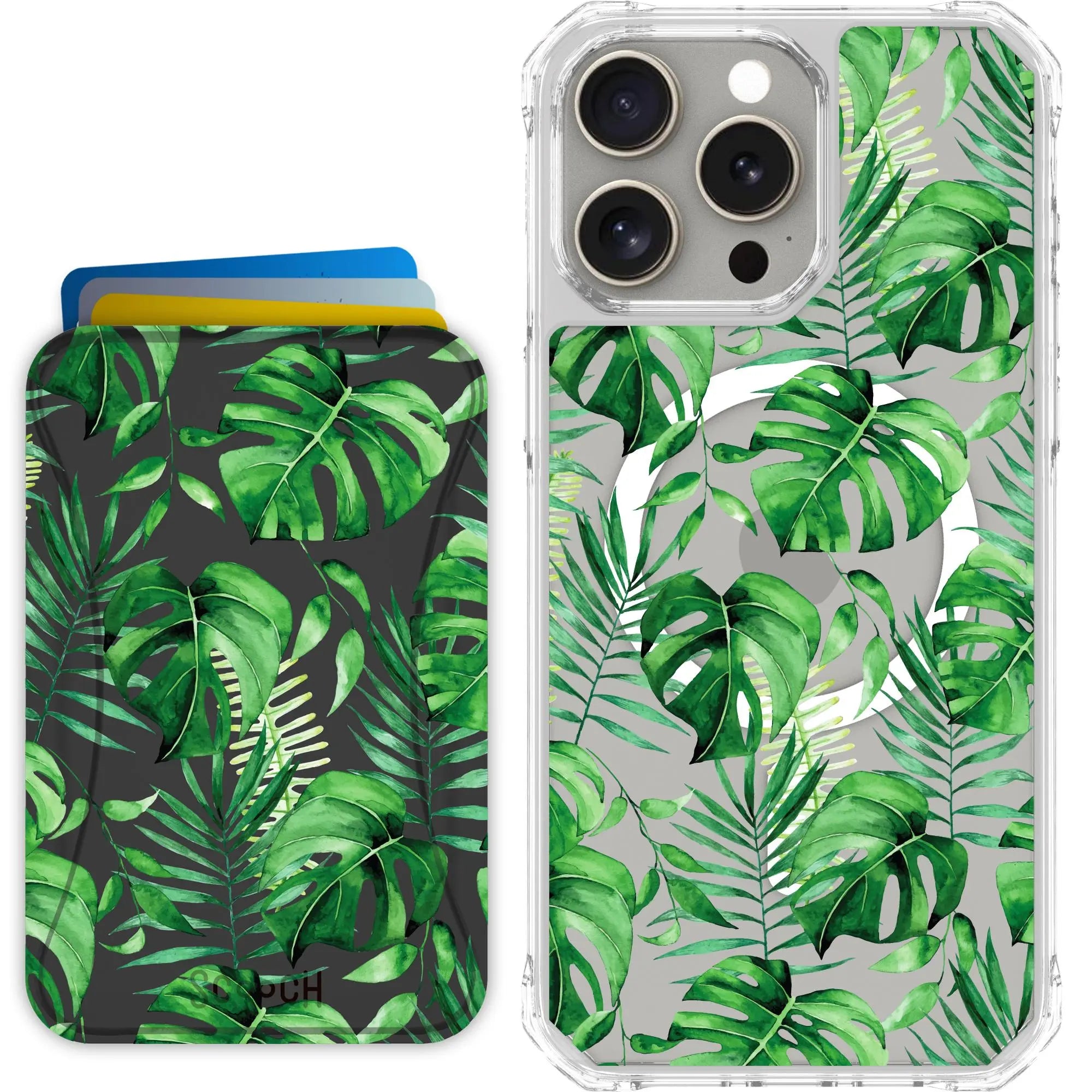 Scooch-MagCase + MagWallet 2.0 MixMatch Bundle for iPhone 15 Pro Max-Monstera