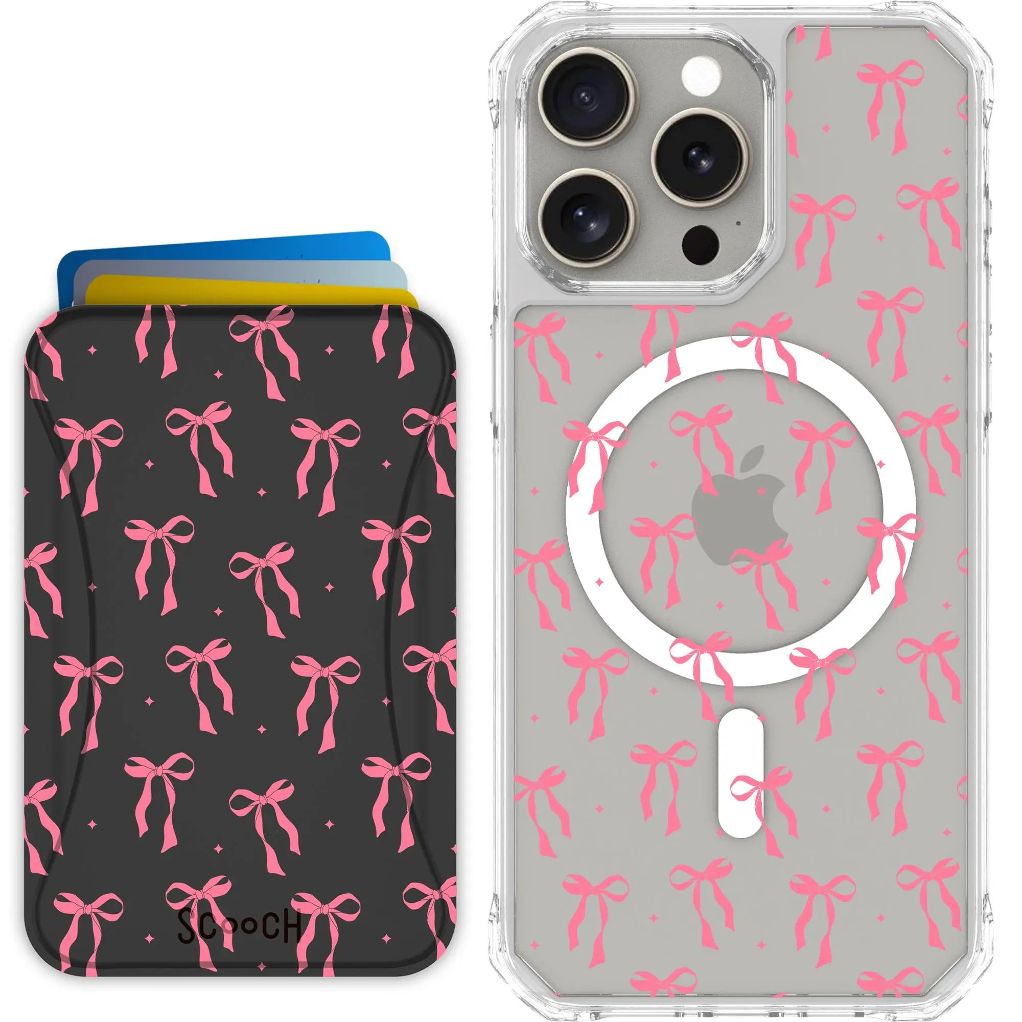 Scooch-MagCase + MagWallet 2.0 MixMatch Bundle for iPhone 15 Pro Max-Pink-Bows