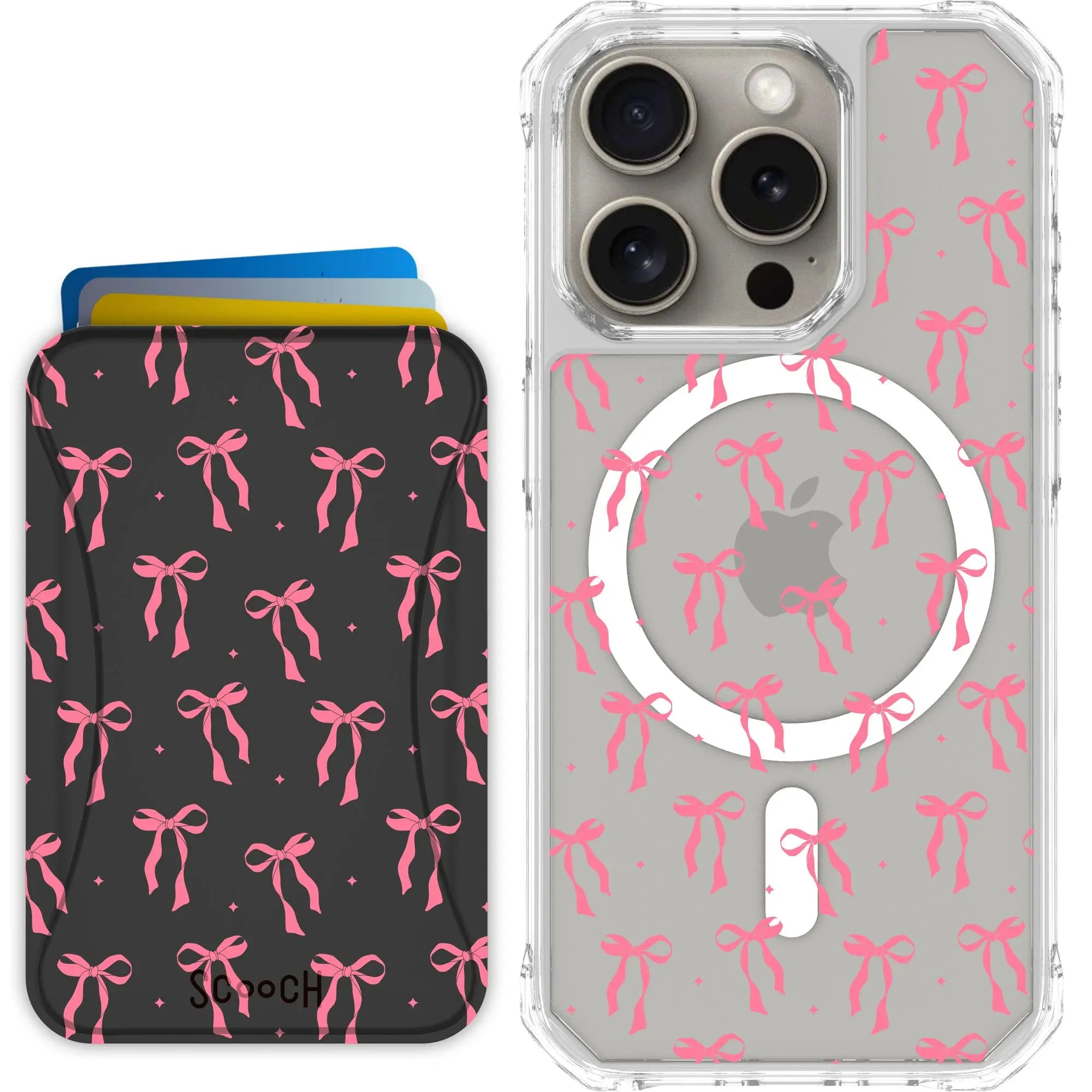 Scooch-MagCase + MagWallet 2.0 MixMatch Bundle for iPhone 15 Pro-Pink-Bows