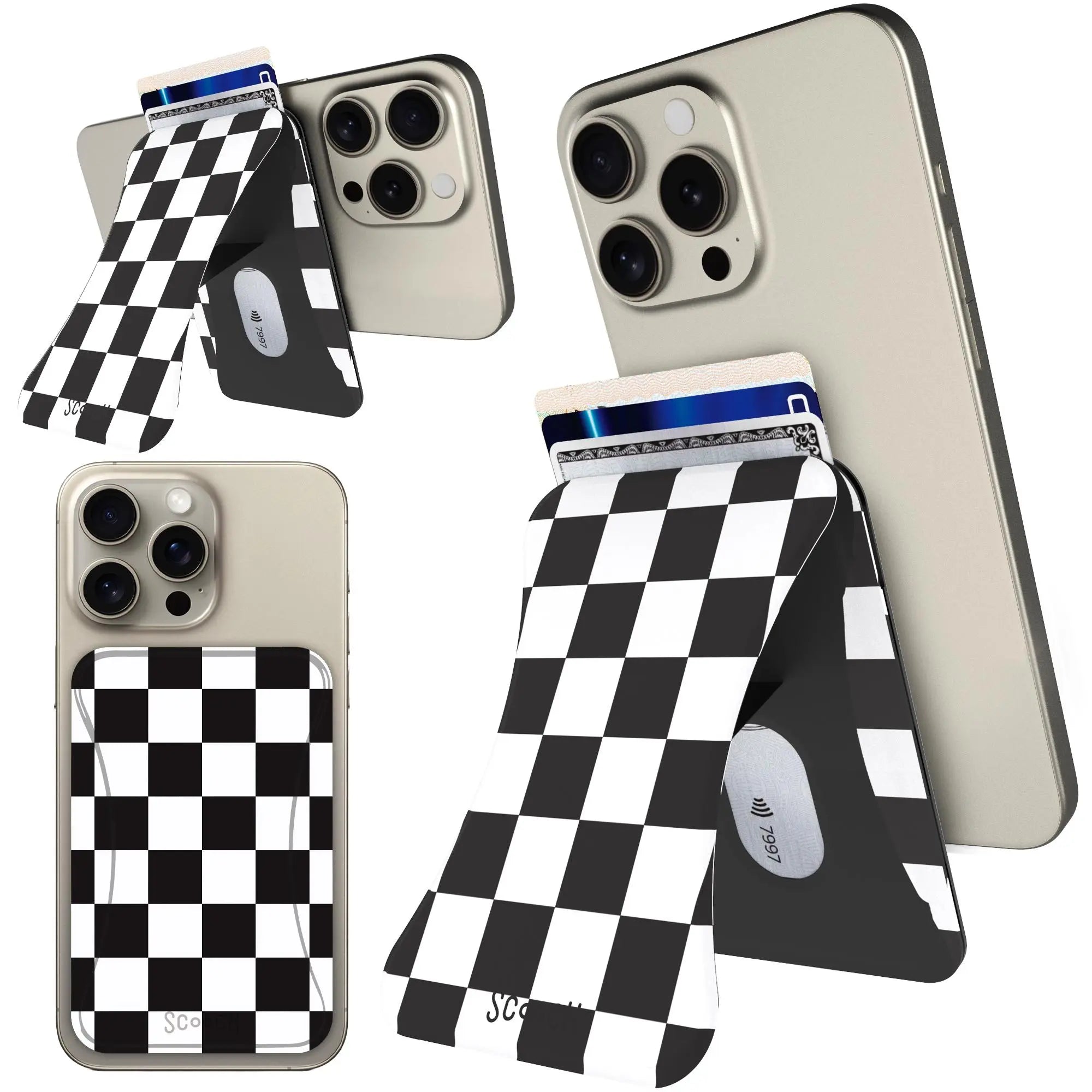 Scooch-MagWallet 2.0 for MagSafe - Wallet, Grip, and Kickstand-Checkered