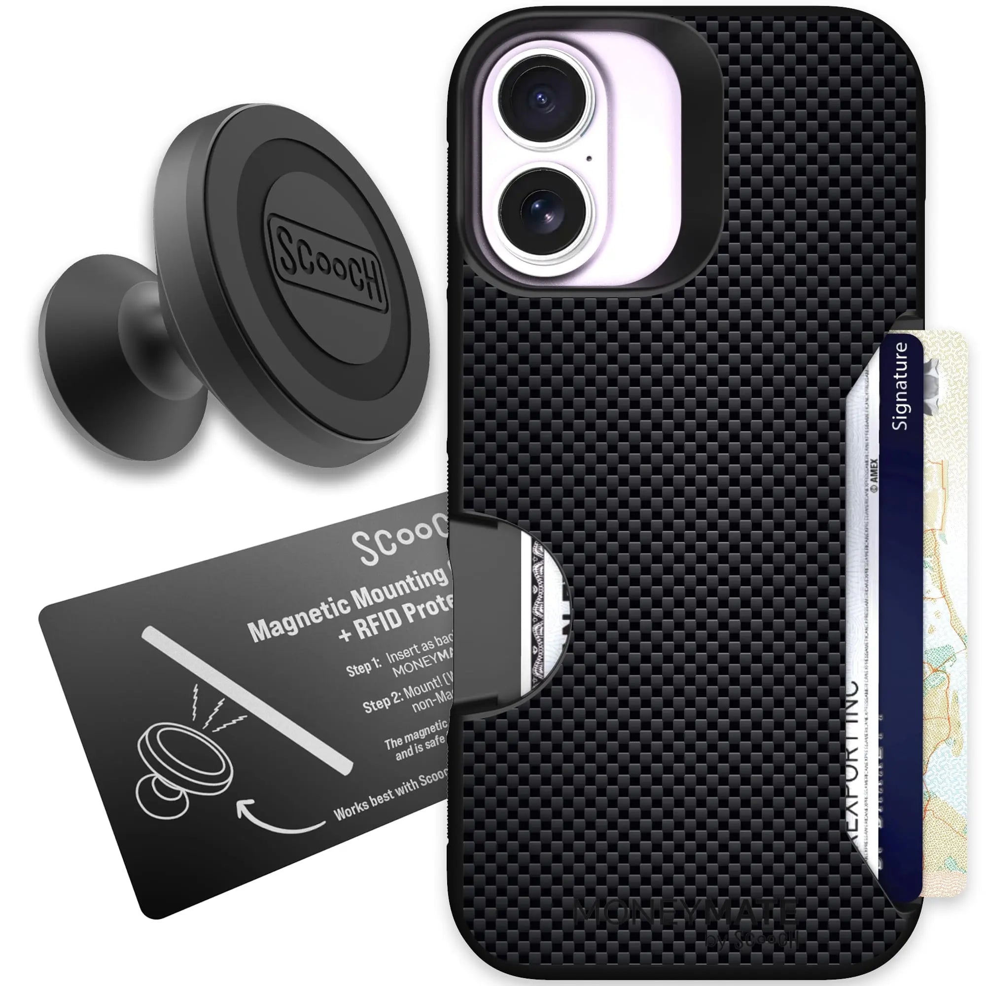 Scooch-Moneymate Starter Bundle for iPhone 17-Carbon Fiber