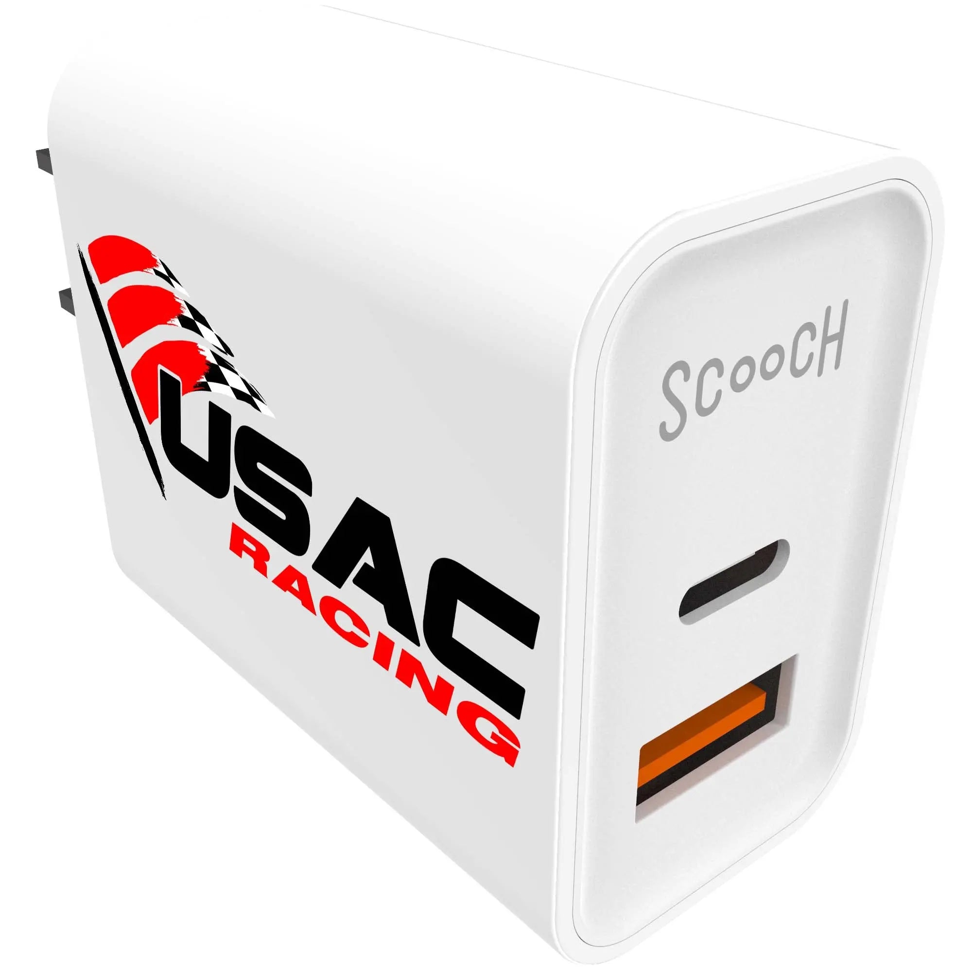 Scooch-Scooch JuicePlug - 20W Fast Charger with USB-A and USB-C Ports (USAC Logo Print)-