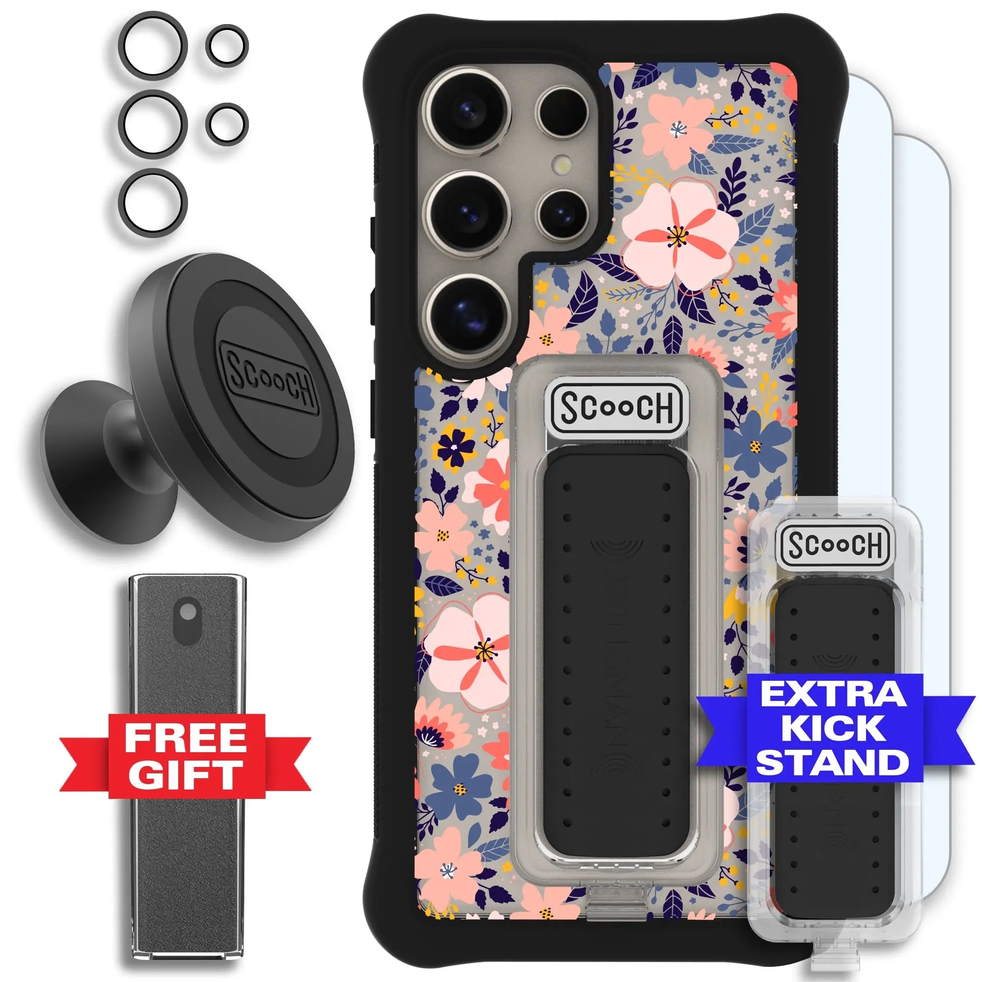 Scooch-Wingman Defender Bundle for Samsung Galaxy S24 Ultra-Wildflowers-Black