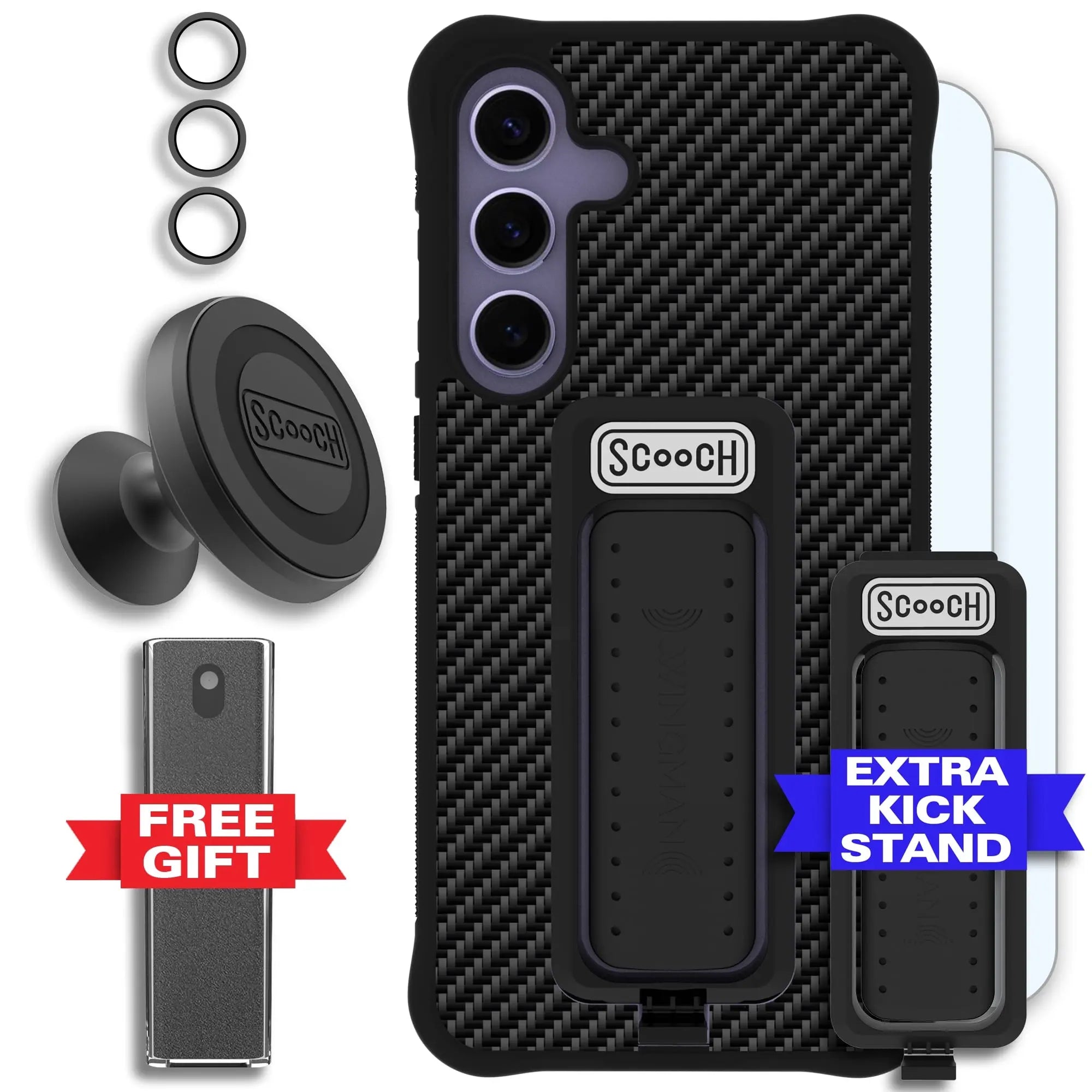 Scooch-Wingman Defender Bundle for Samsung Galaxy S24+-Carbon-Fiber-Black