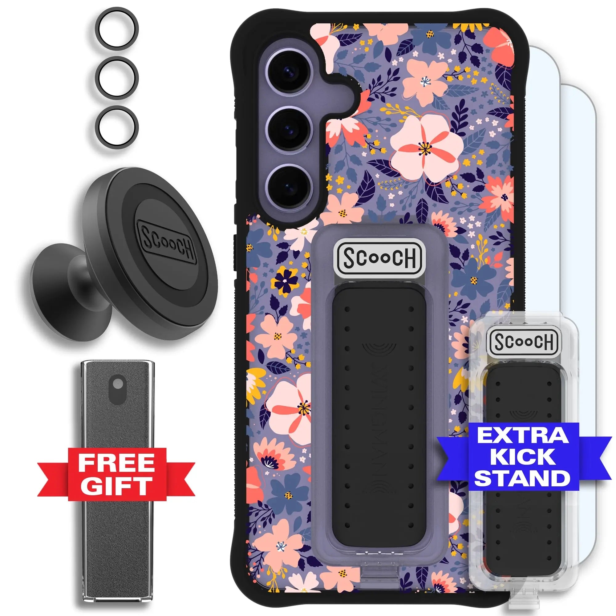 Scooch-Wingman Defender Bundle for Samsung Galaxy S24+-Wildflowers-Black