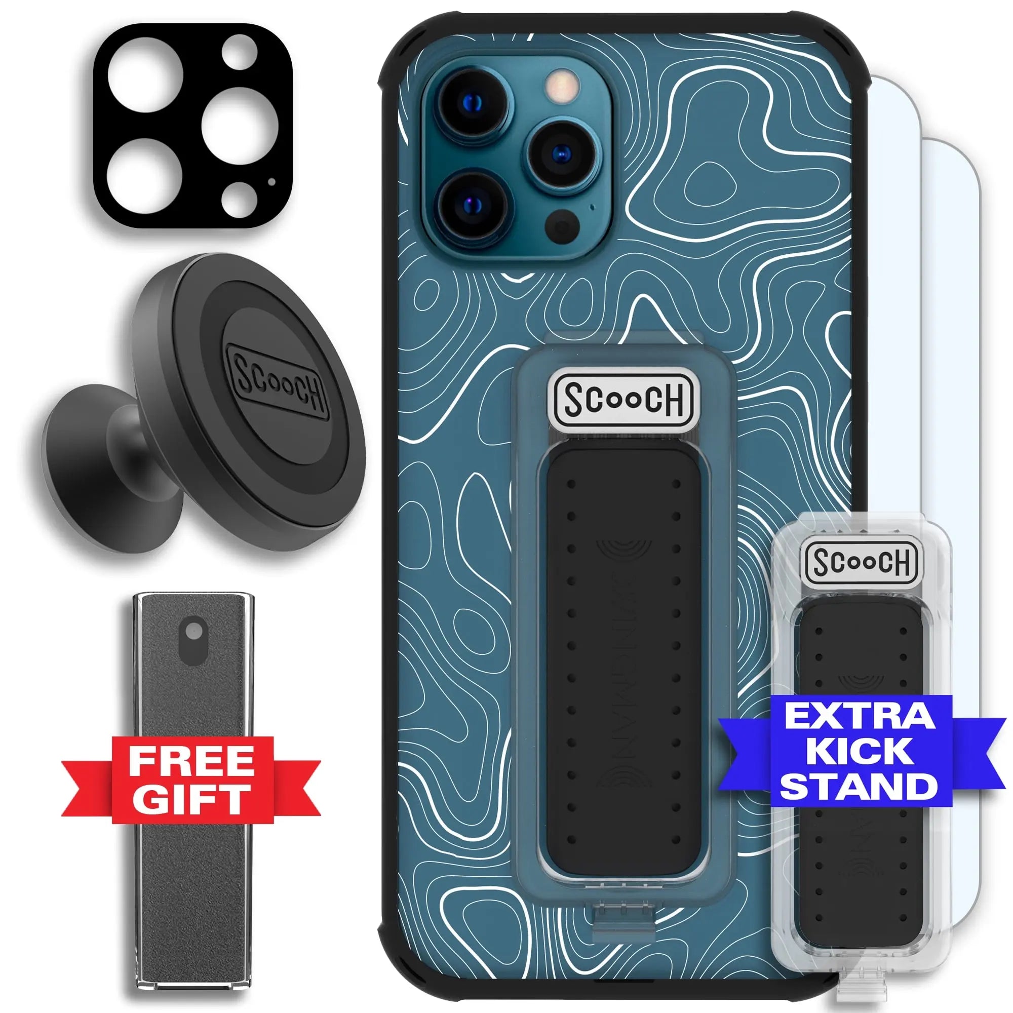 Scooch-Wingman Defender Bundle for iPhone 12 Pro Max-Topography-Black