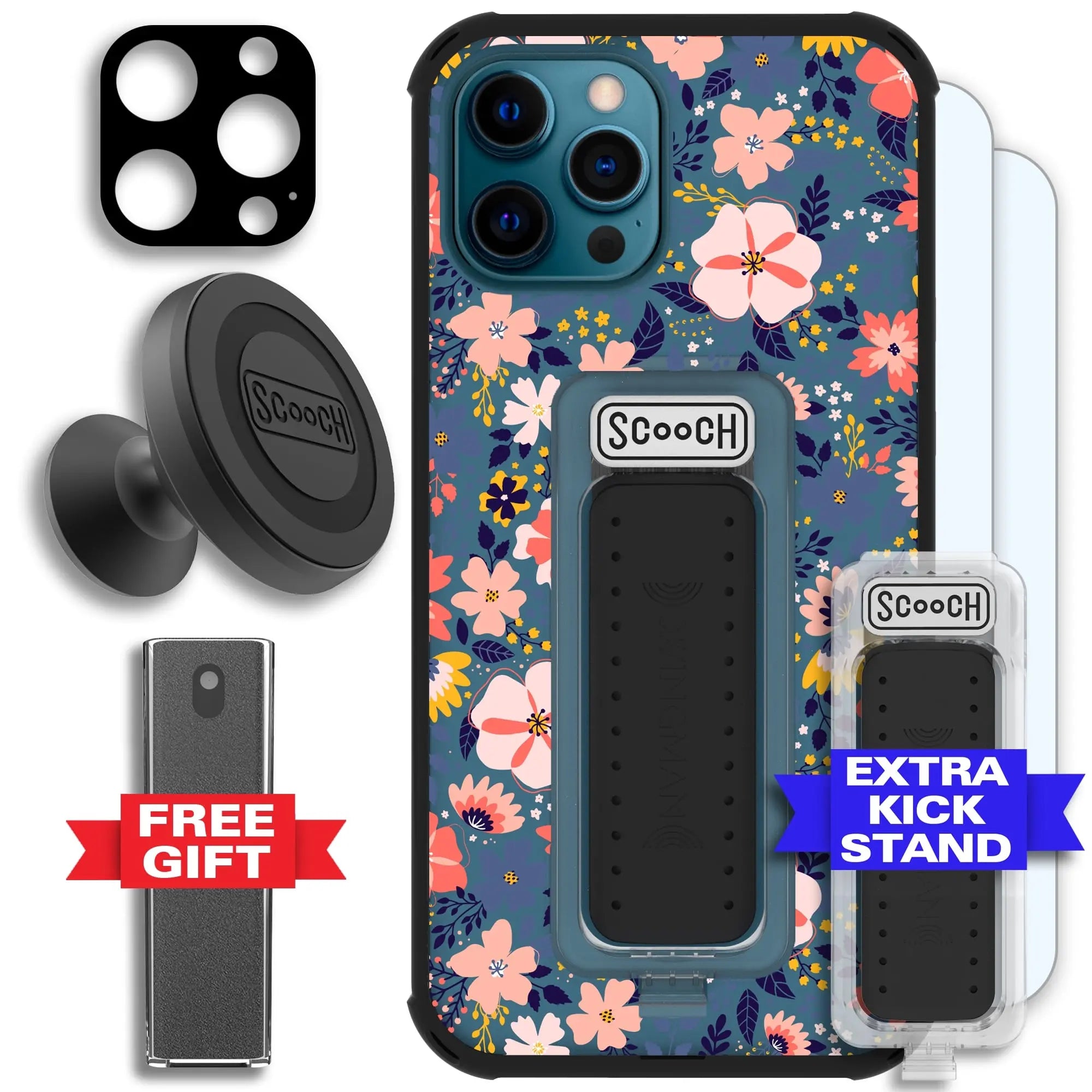 Scooch-Wingman Defender Bundle for iPhone 12 Pro Max-Wildflowers-Black