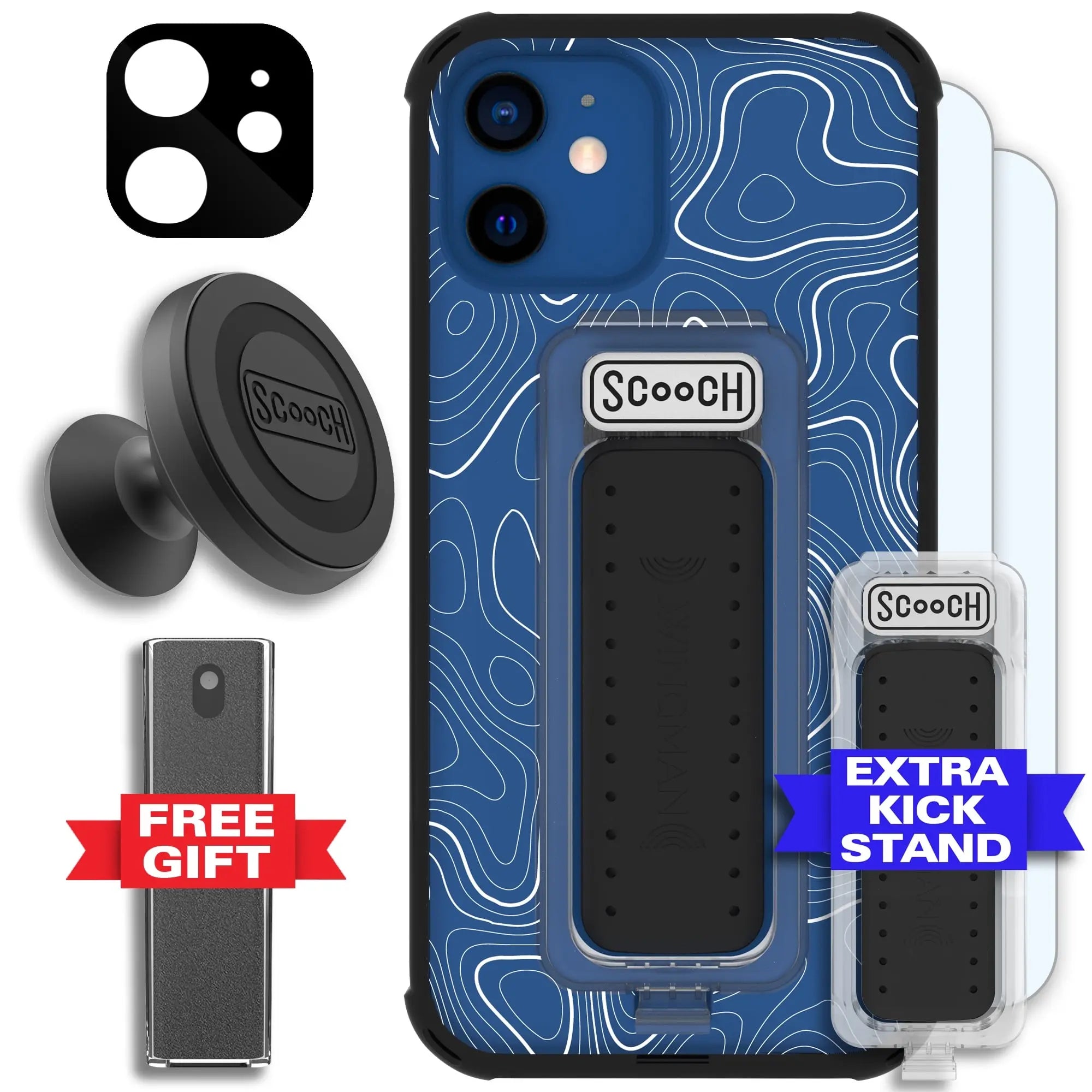 Scooch-Wingman Defender Bundle for iPhone 12-Topography-Black