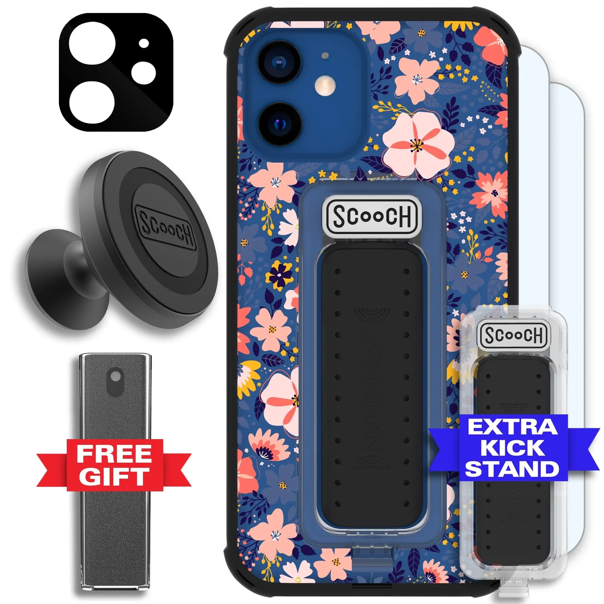 Scooch-Wingman Defender Bundle for iPhone 12-Wildflowers-Black