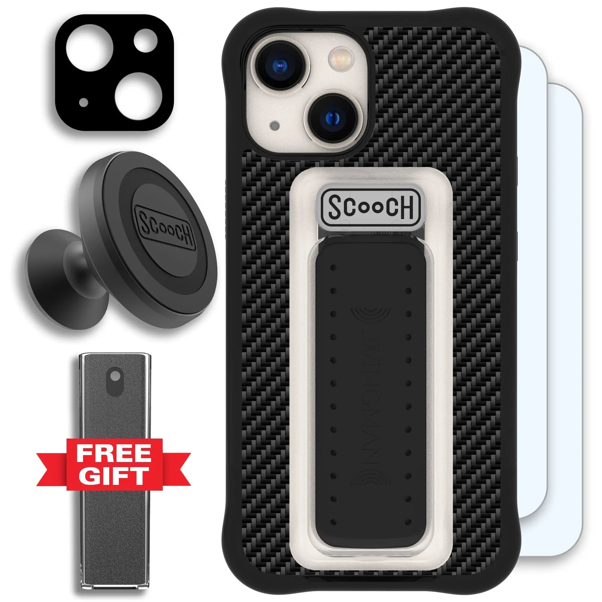 Scooch-Wingman Defender Bundle for iPhone 13 Mini-Carbon-Fiber