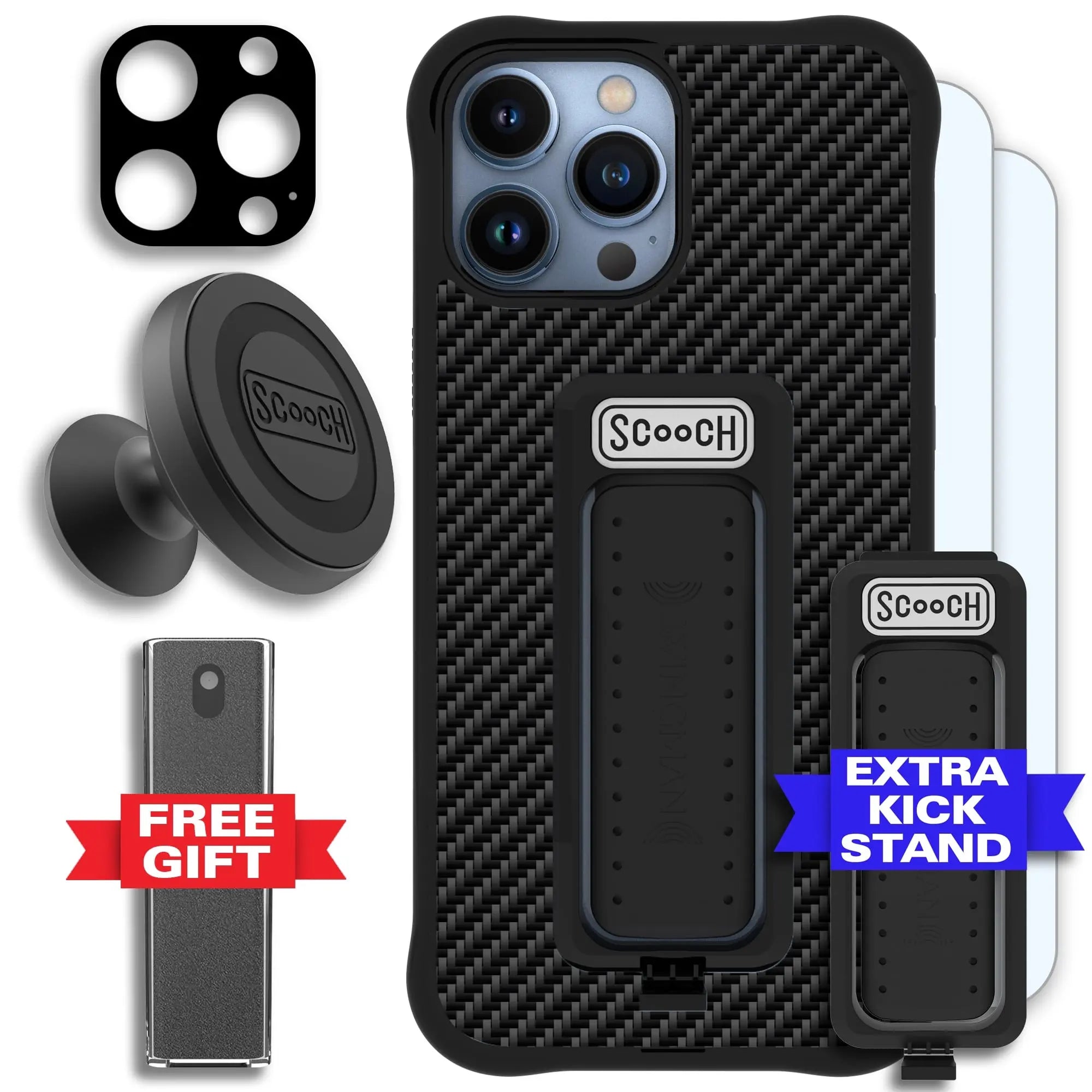 Scooch-Wingman Defender Bundle for iPhone 13 Pro Max-Carbon-Fiber-Black