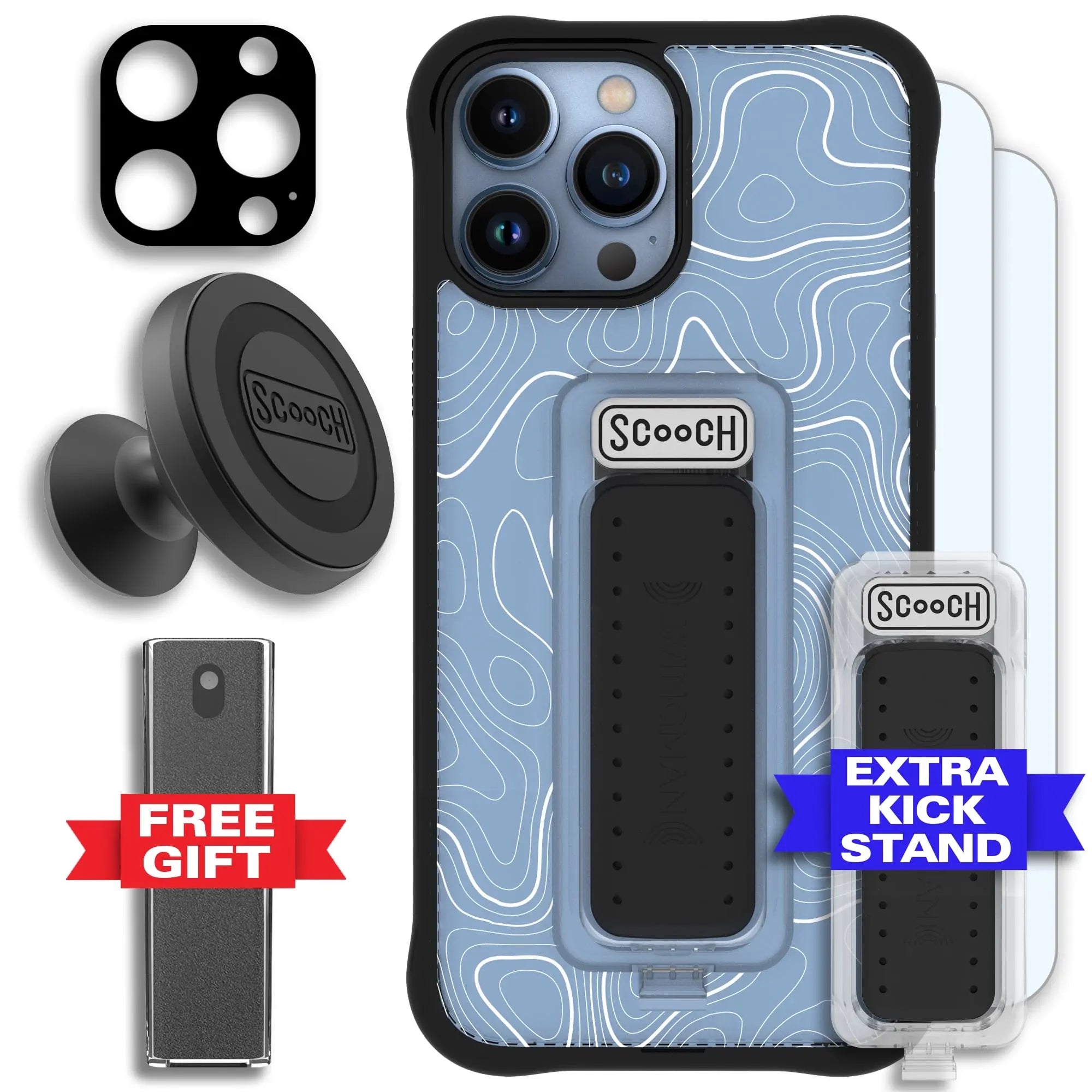 Scooch-Wingman Defender Bundle for iPhone 13 Pro Max-Topography-Black