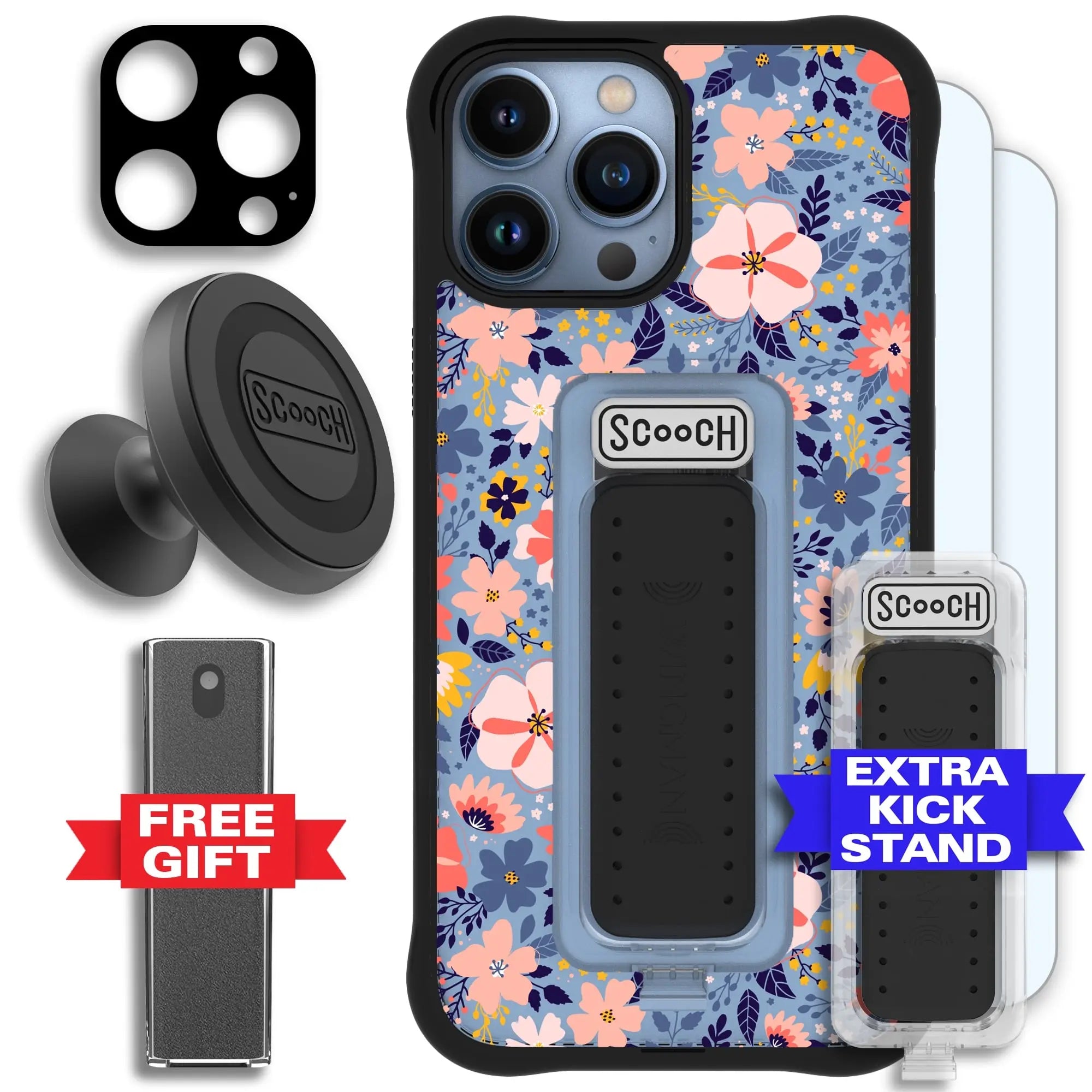 Scooch-Wingman Defender Bundle for iPhone 13 Pro Max-Wildflowers-Black