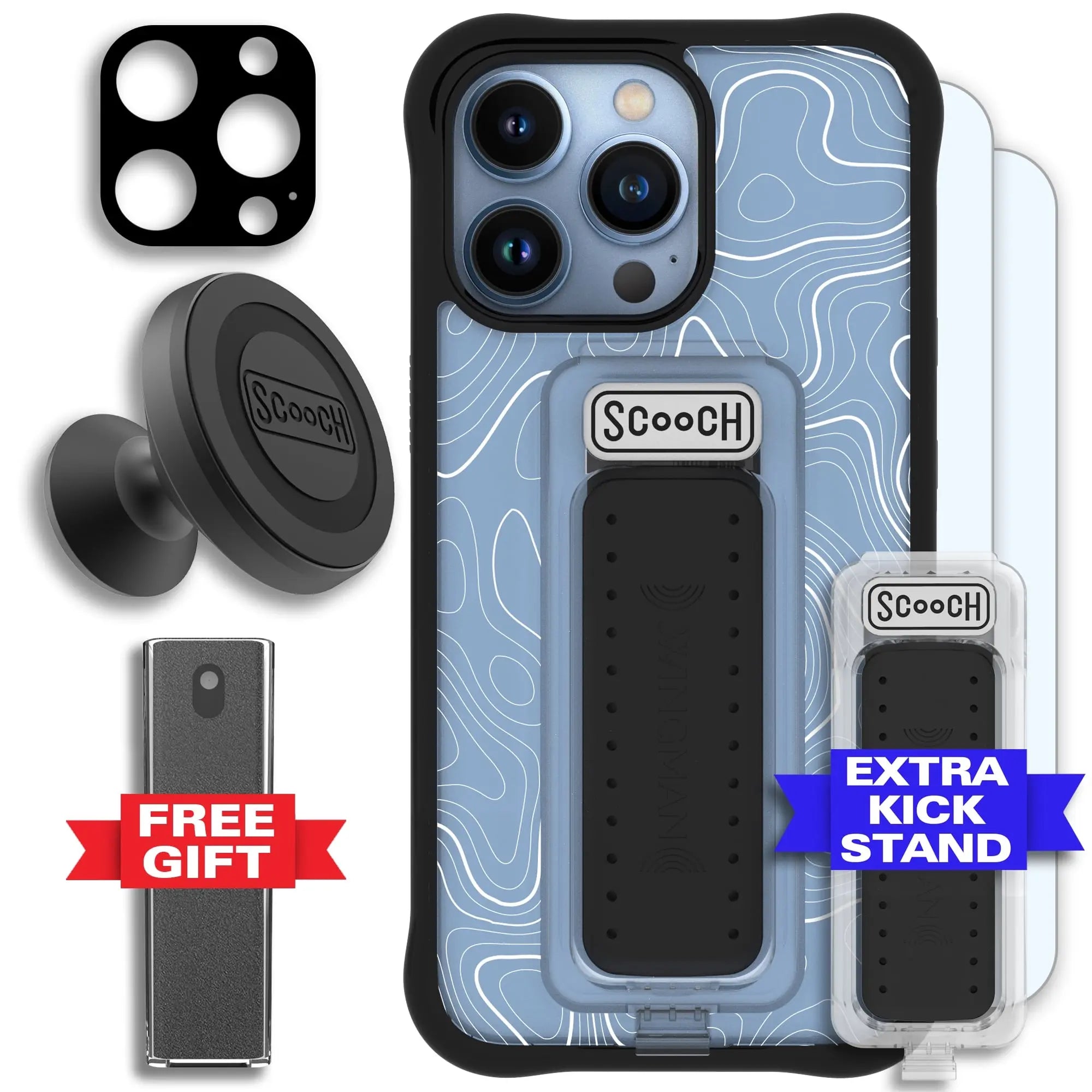 Scooch-Wingman Defender Bundle for iPhone 13 Pro-Topography-Black