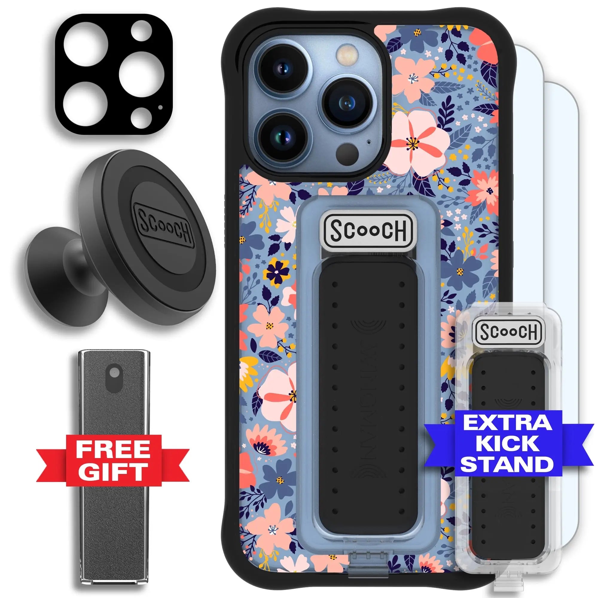 Scooch-Wingman Defender Bundle for iPhone 13 Pro-Wildflowers-Black