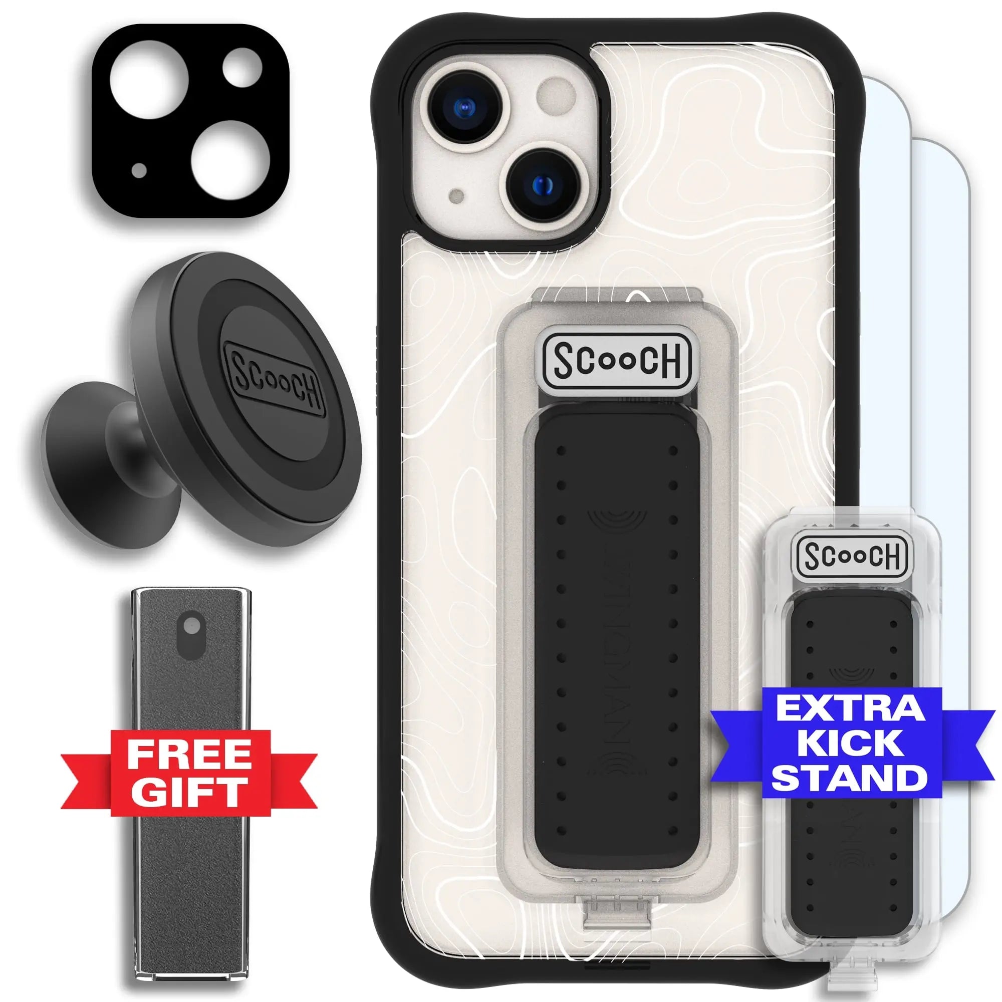 Scooch-Wingman Defender Bundle for iPhone 13-Topography-Black