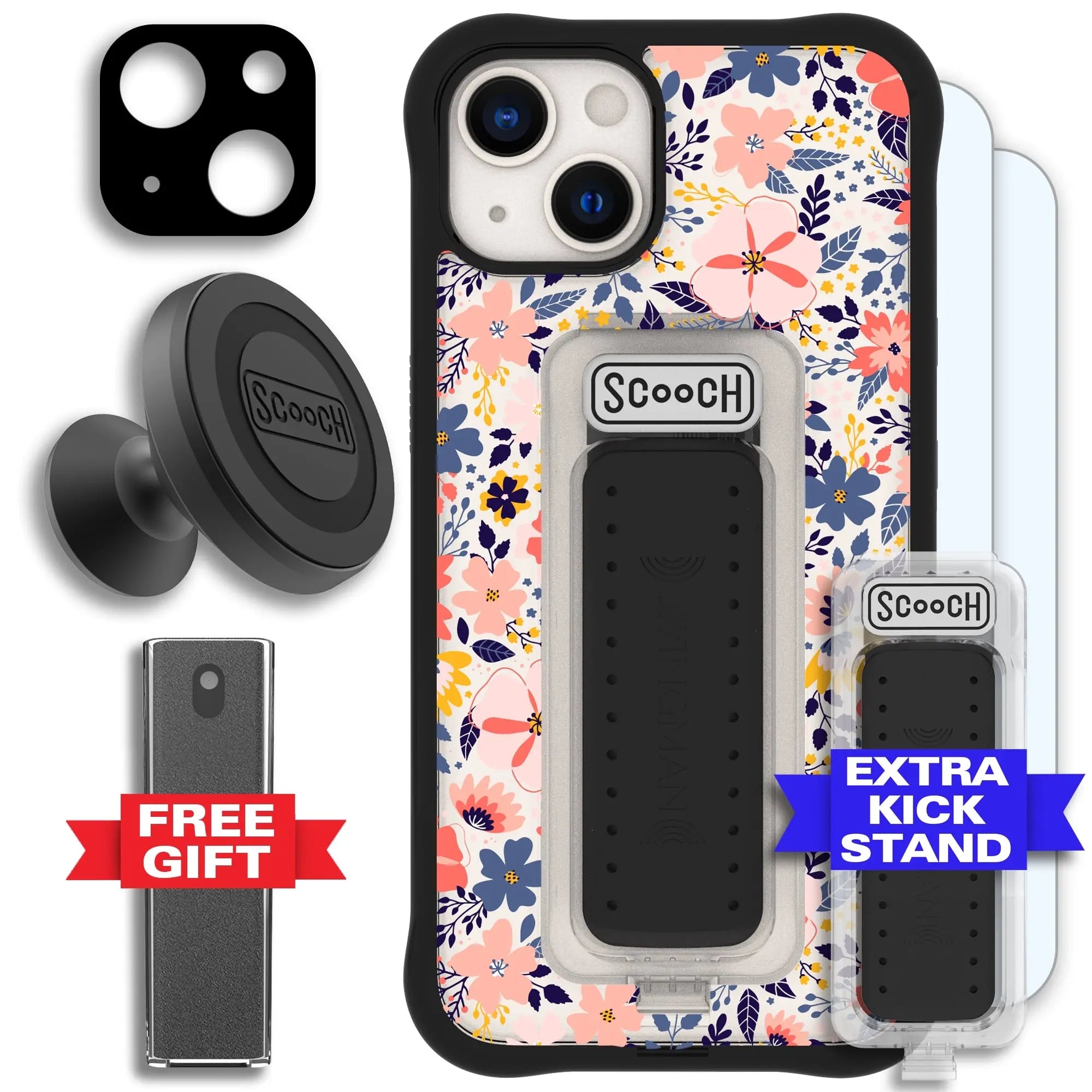 Scooch-Wingman Defender Bundle for iPhone 13-Wildflowers-Black