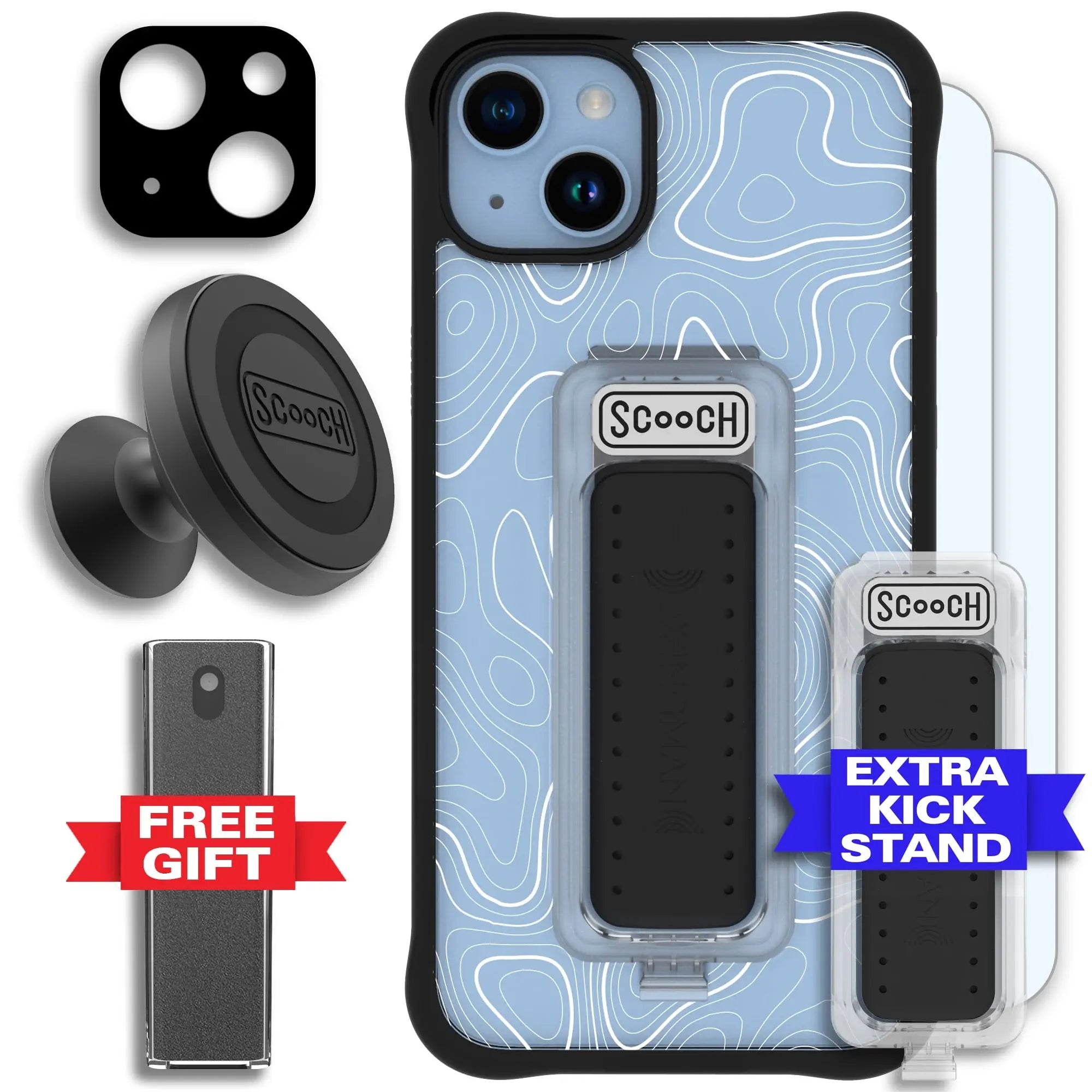 Scooch-Wingman Defender Bundle for iPhone 14 Plus-Topography-Black