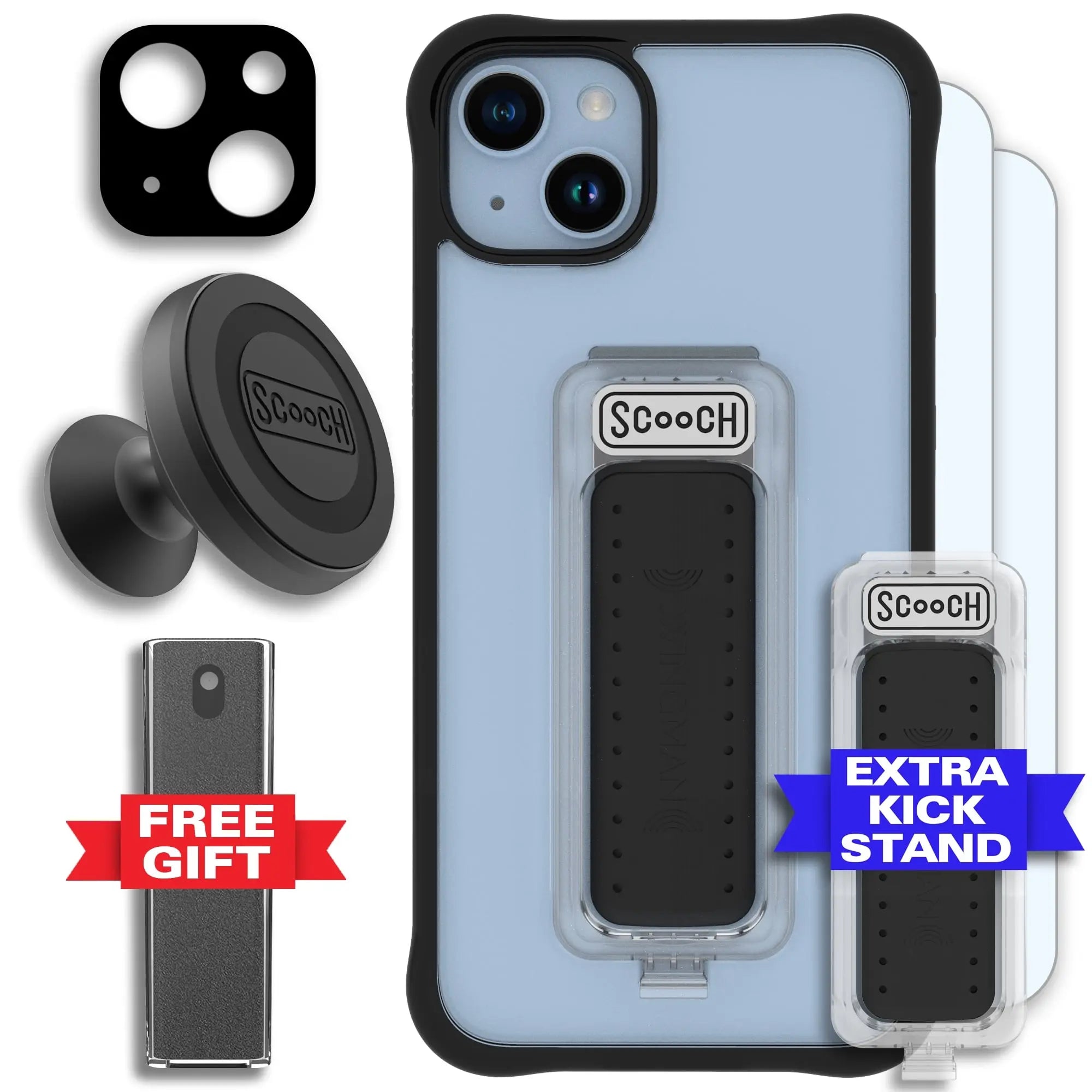 Scooch-Wingman Defender Bundle for iPhone 14 Plus-Tuxedo-Clear-Black