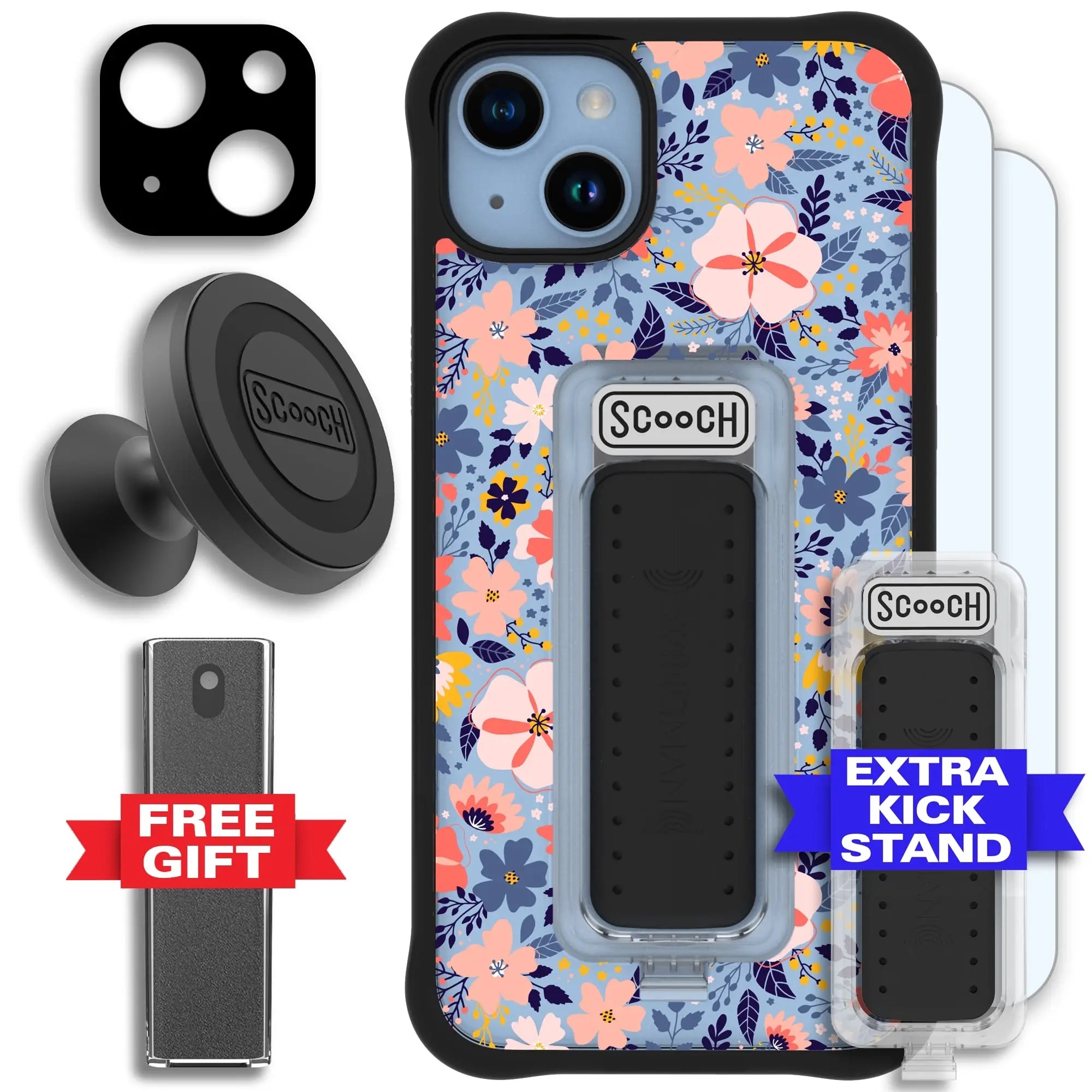 Scooch-Wingman Defender Bundle for iPhone 14 Plus-Wildflowers-Black