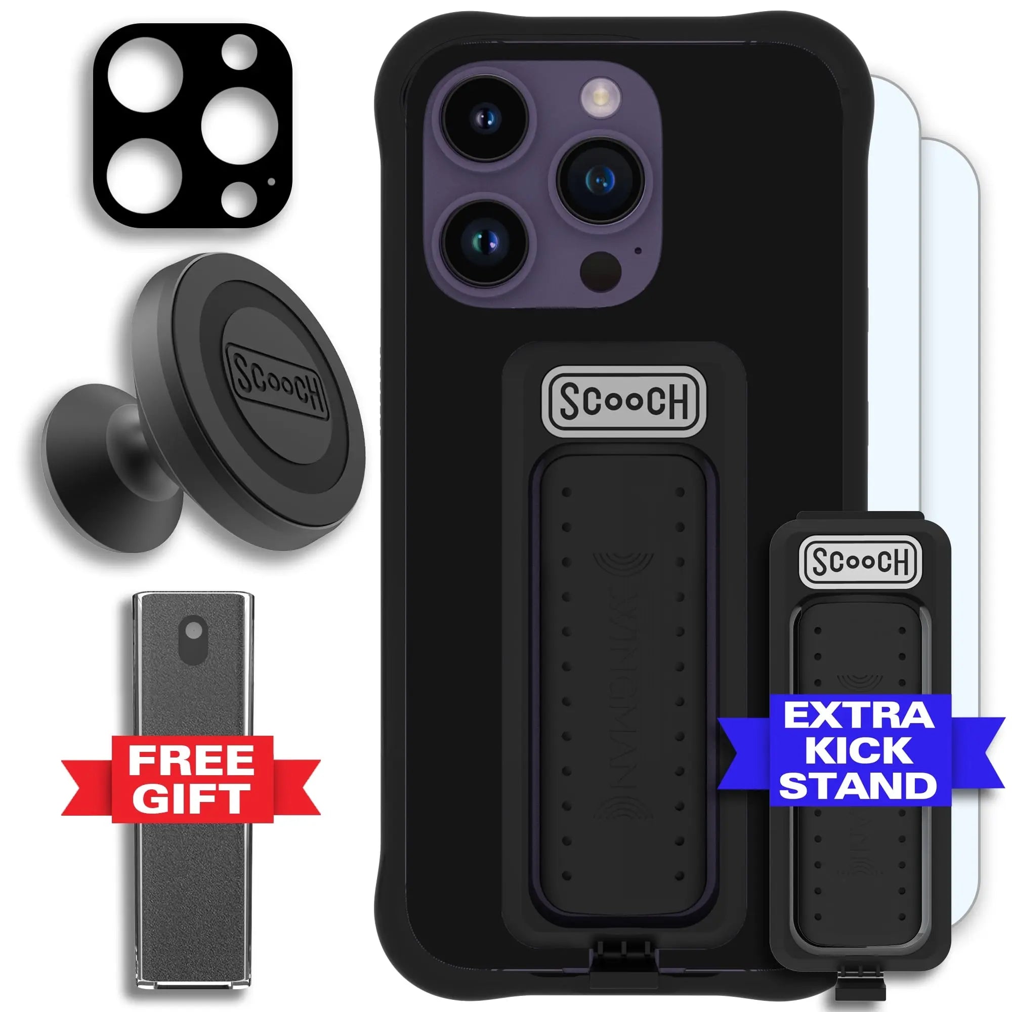 Scooch-Wingman Defender Bundle for iPhone 14 Pro-Black-Black