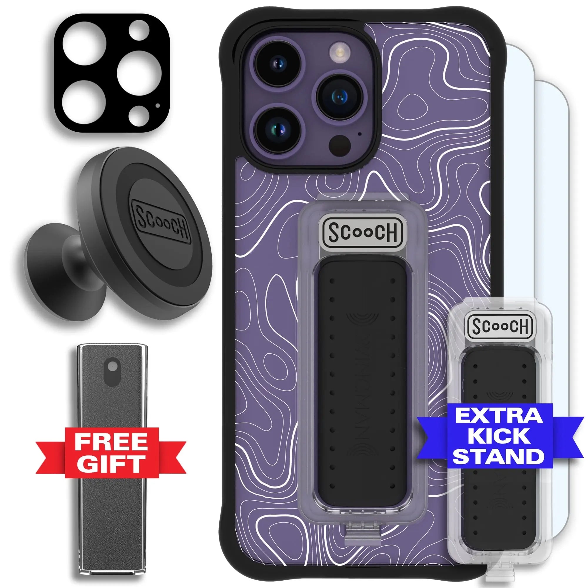 Scooch-Wingman Defender Bundle for iPhone 14 Pro Max-Topography-Black