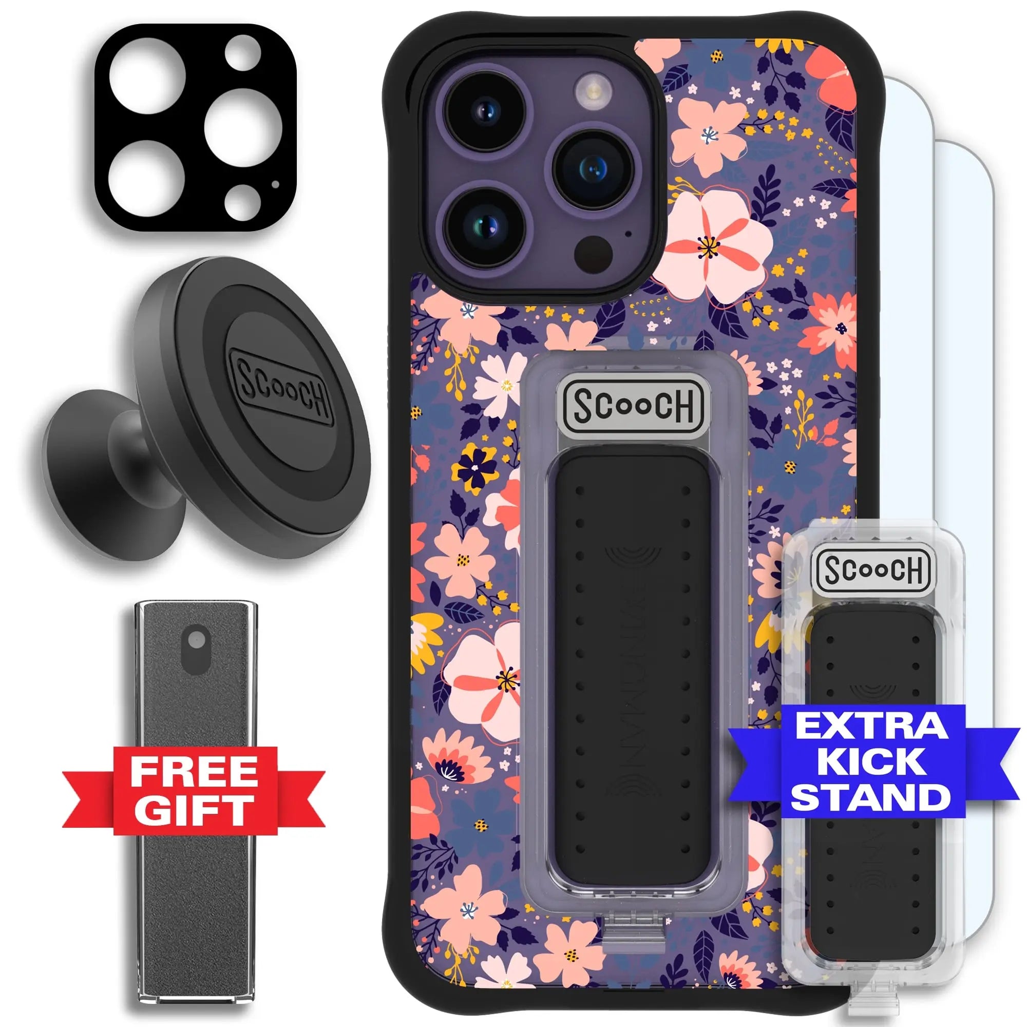 Scooch-Wingman Defender Bundle for iPhone 14 Pro Max-Wildflowers-Black