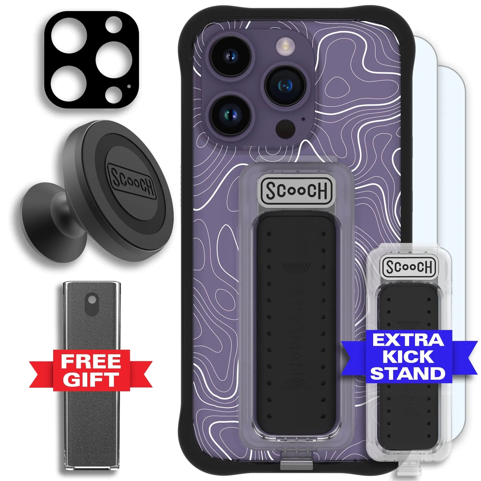 Scooch-Wingman Defender Bundle for iPhone 14 Pro-Topography-Black