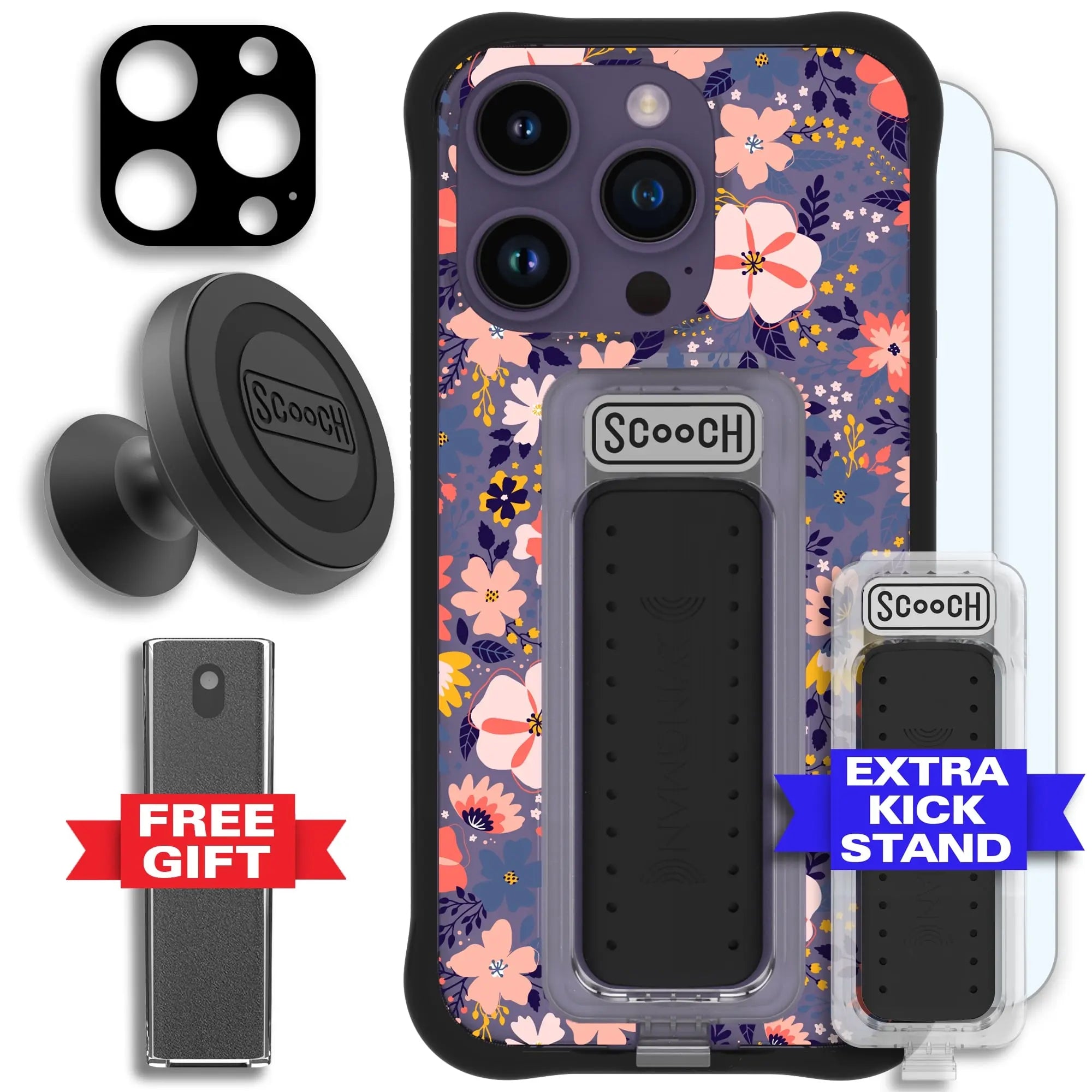 Scooch-Wingman Defender Bundle for iPhone 14 Pro-Wildflowers-Black