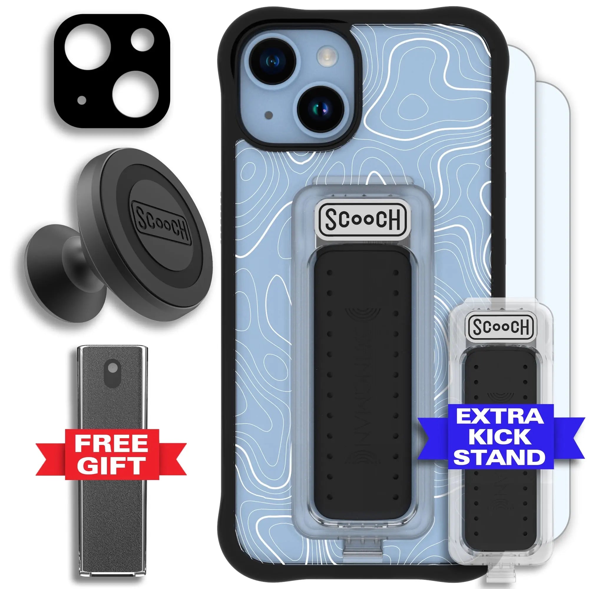 Scooch-Wingman Defender Bundle for iPhone 14-Topography-Black