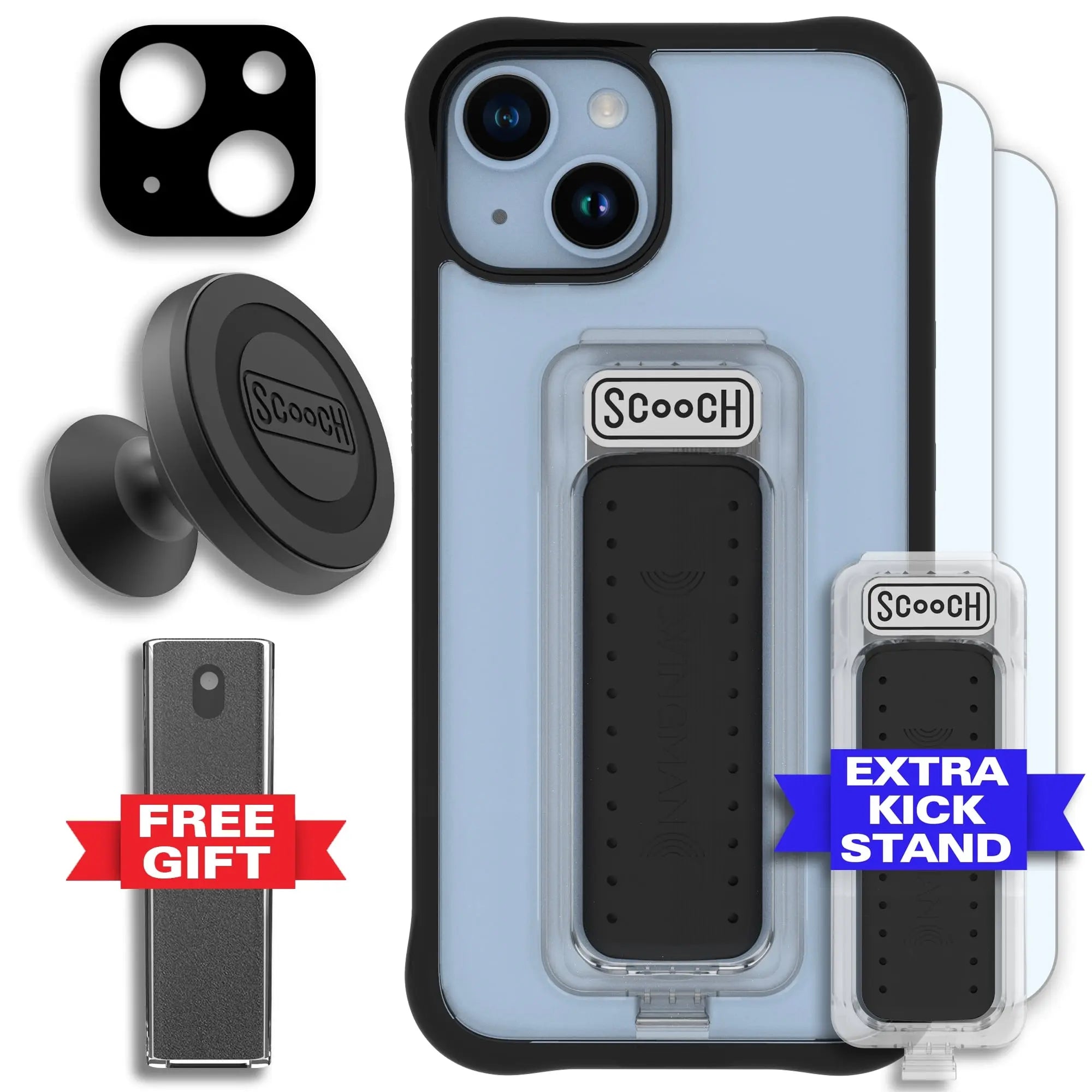 Scooch-Wingman Defender Bundle for iPhone 14-Tuxedo-Clear-Black